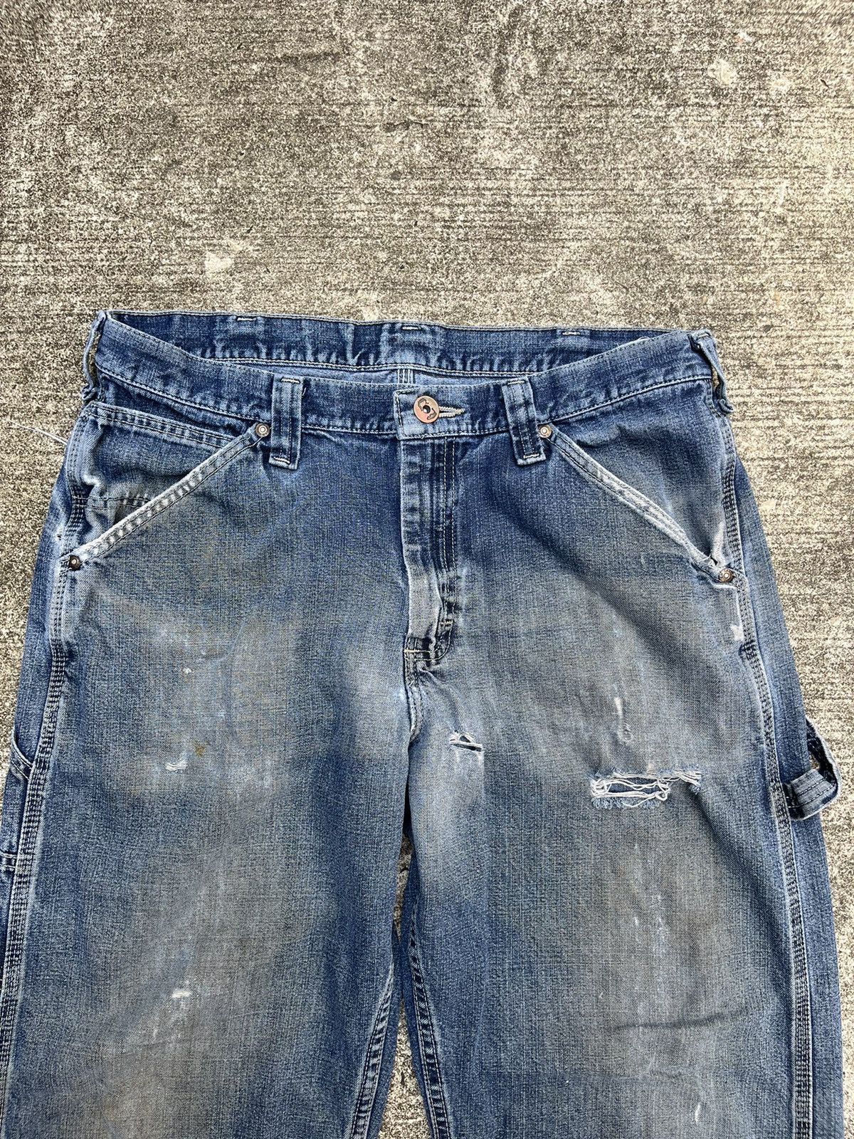 Lee × Vintage Vintage Y2K Baggy Skater Thrashed Carpenter Jeans Size US 30 / EU 46 - 2 Thumbnail