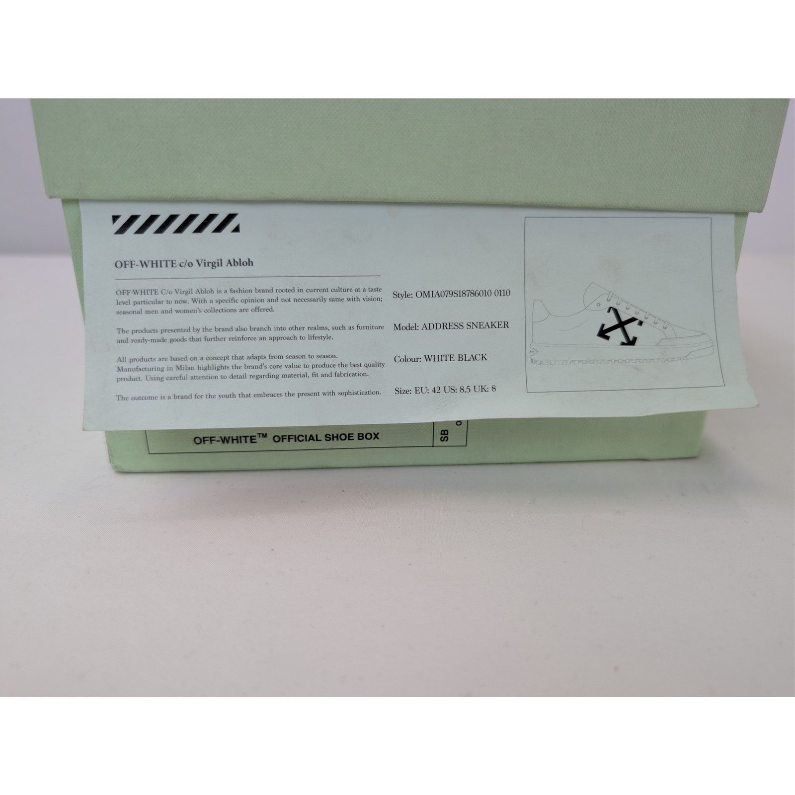 Off-White o1rshd1 Virgil Abloh Address Low Top Sneaker White / Black Size US 10 / EU 43 - 22 Thumbnail
