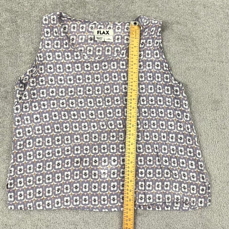 FLAX VINTAGEFLAX Tank Top Shirt Women Small 100% Rayon Purple White Geometric Crew Pullover Size S / US 4 / IT 40 - 3 Thumbnail