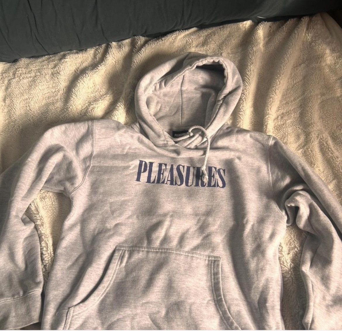 Pleasures Pleasures hoodie blue font heather gray small Size US S / EU 44-46 / 1 - 1 Thumbnail