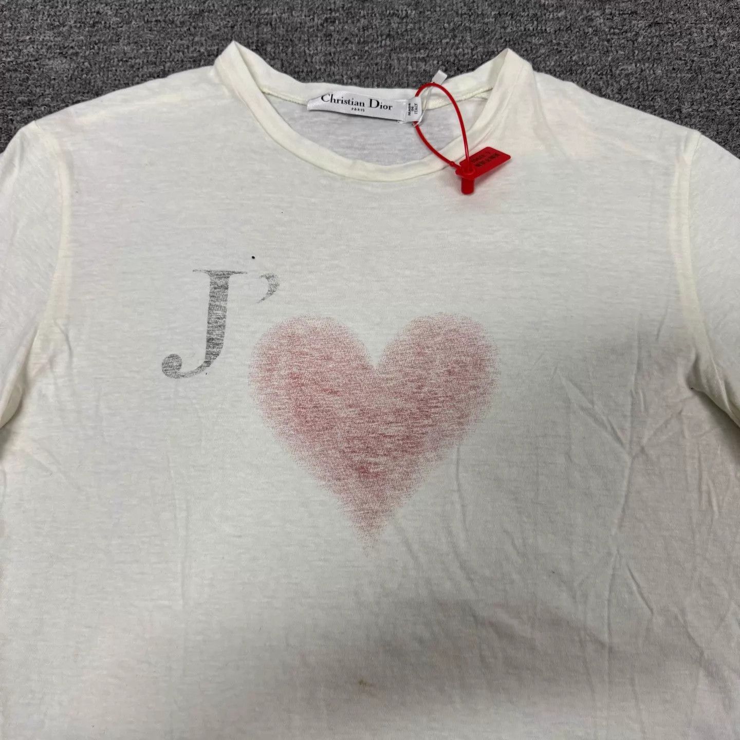 Dior Dior J'adore Ivory Heart Print Crewneck T-shirt Size M / US 6-8 / IT 42-44 - 4 Thumbnail