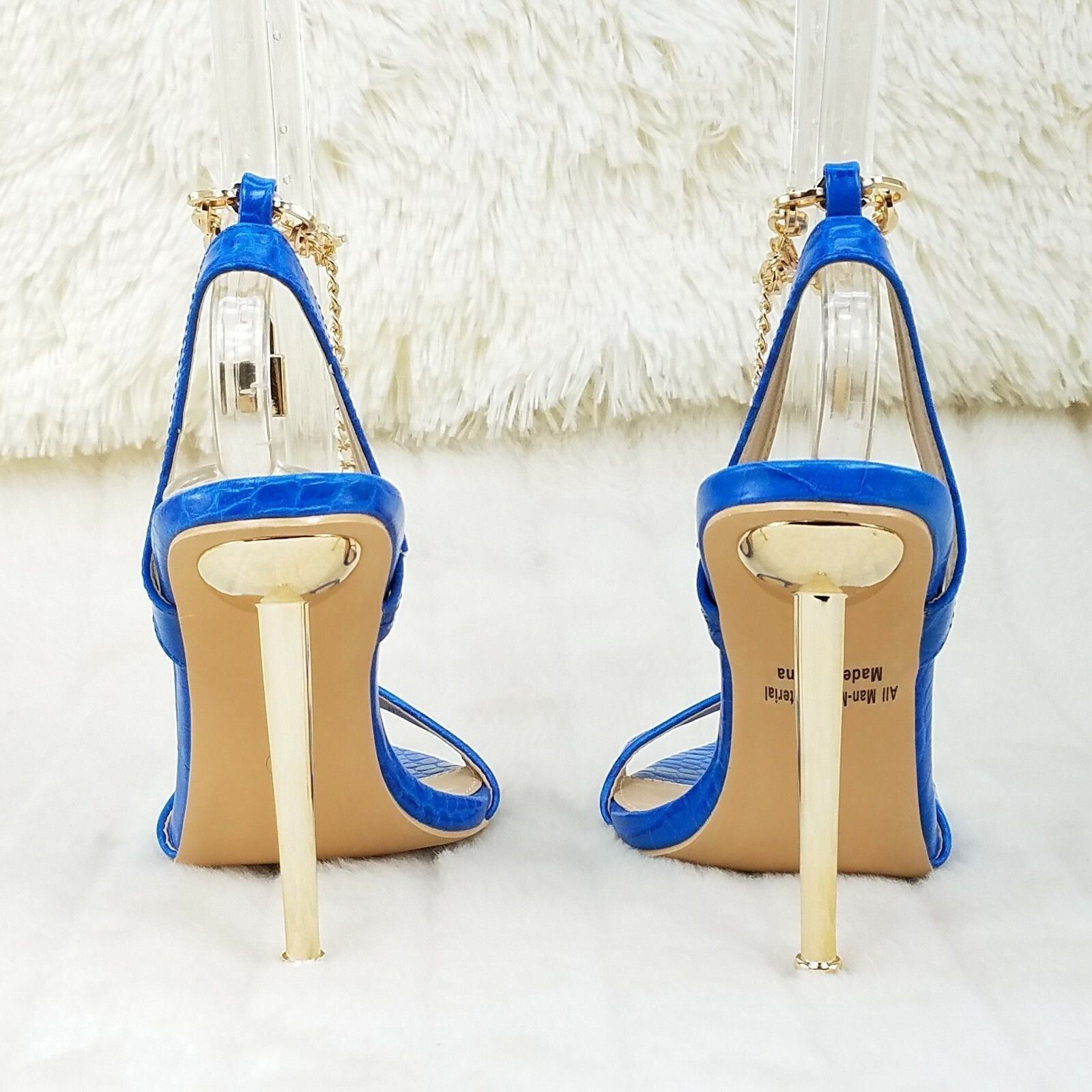 Other Nicely Pad Lock Chain Strap High Heels Metal Toe Tip Shoes T Size US 7 / IT 37 - 5 Thumbnail