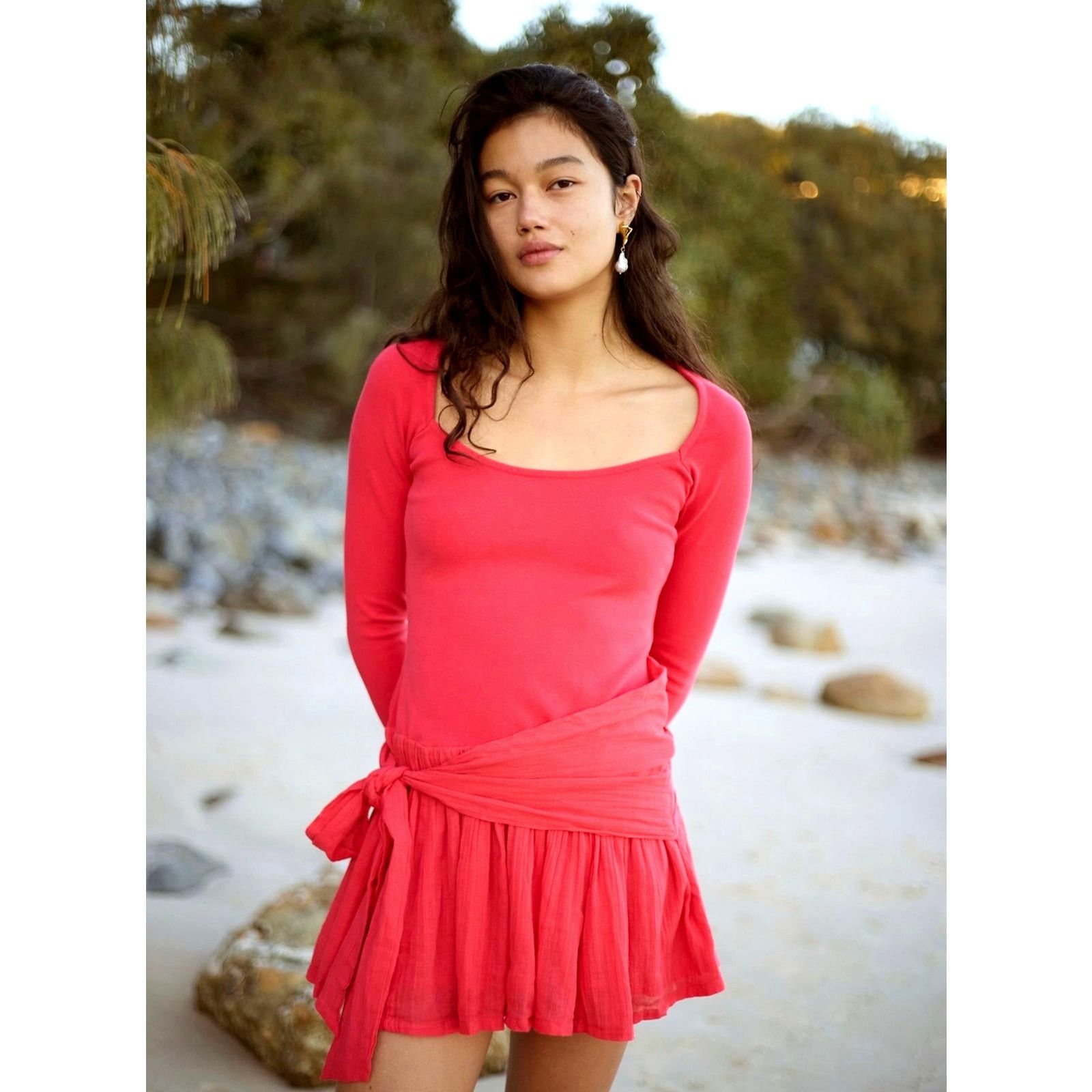 Free People Free People Lexi Drop Waist Mini Dress High Risk Red M Size M / US 6-8 / IT 42-44 - 5 Thumbnail