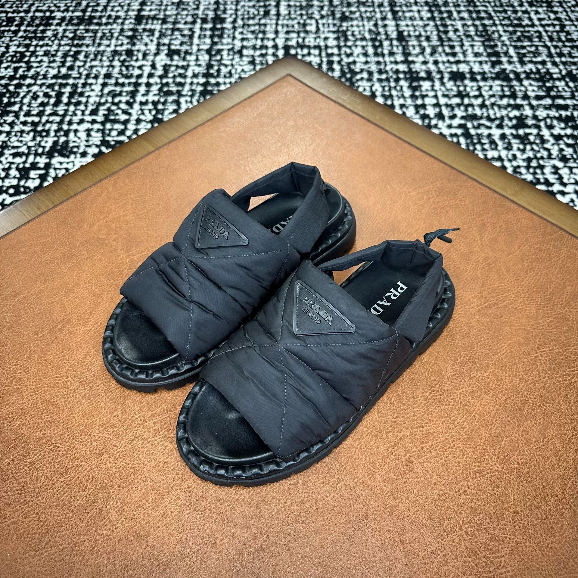 Prada Prada Nylon Black Sandals it_37 Women Size US 7 / IT 37 - 1 Thumbnail