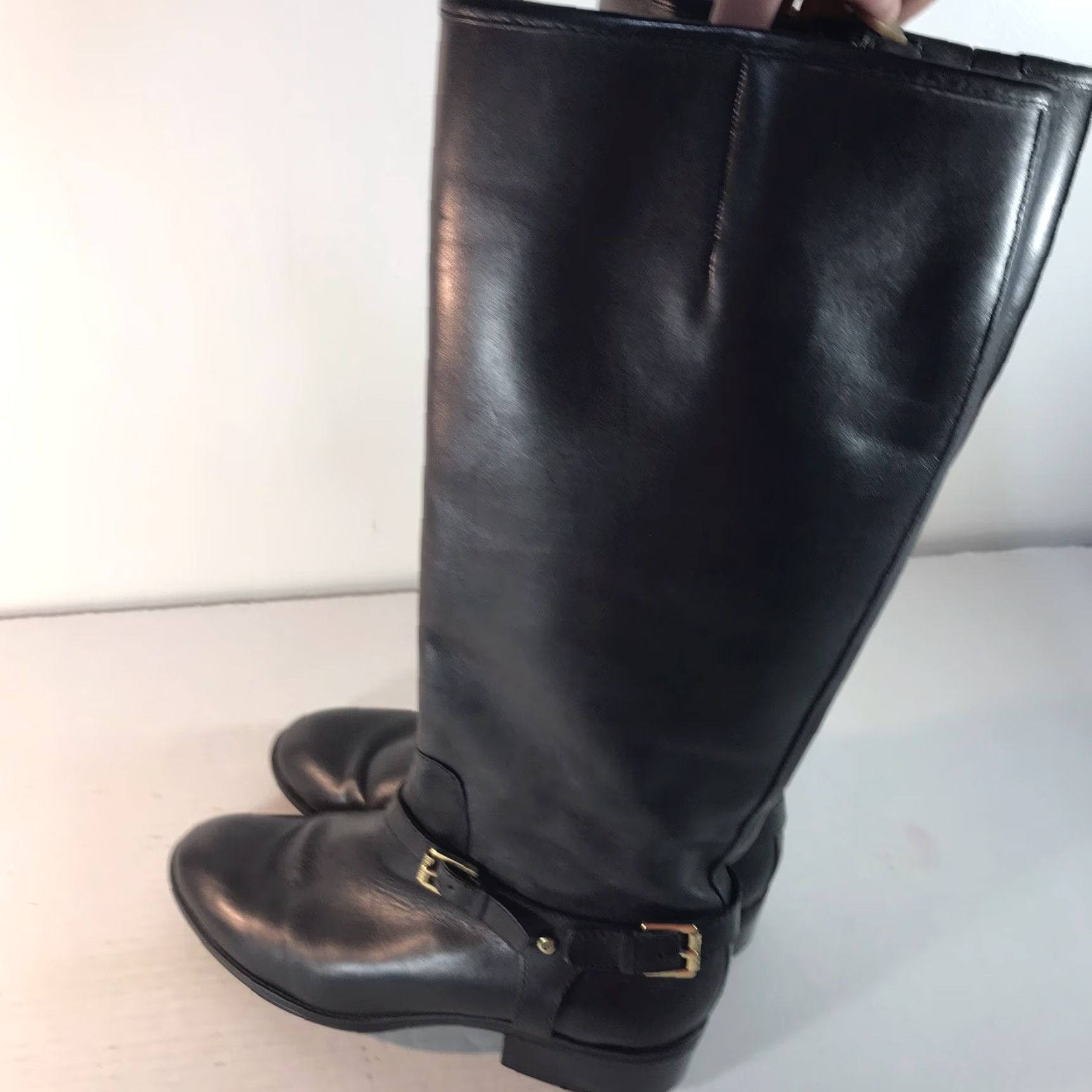Ralph Lauren Ralph Lauren Marion Black Leather Knee High Boots Womens 7.5B Size 7.5 Knee High Boot Women Riding Leather Black Full Zip Buckle Logo Zipper Lined Size US 8 / IT 38 - 2 Thumbnail