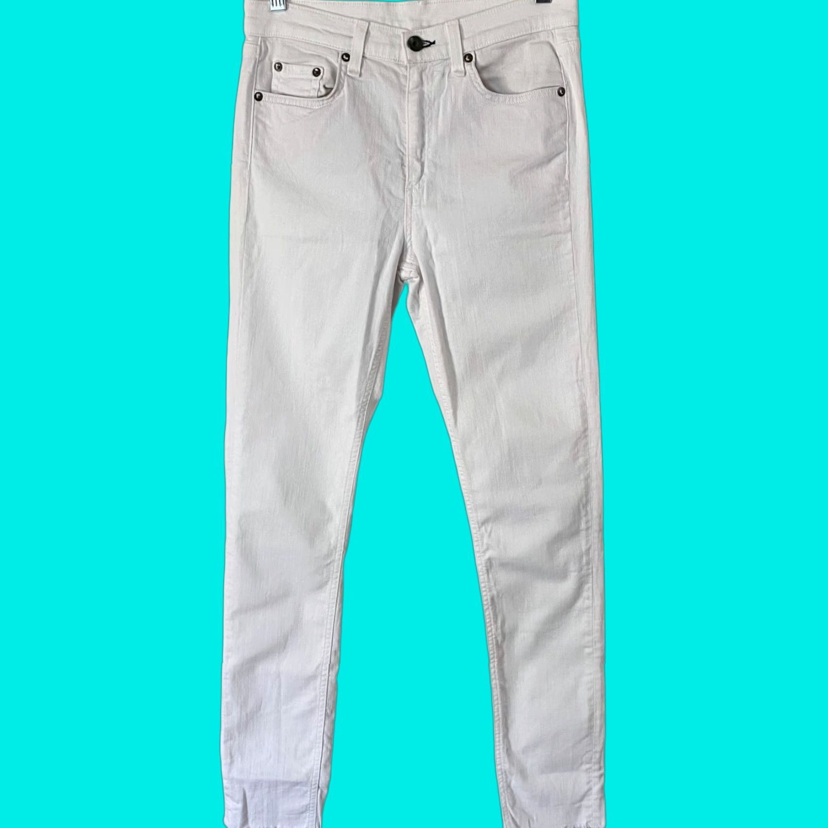 Rag & Bone VINTAGE rag & bone The Dre High-Waisted Skinny Jeans Women's Size 27 White Cotton Blend Denim Stretch Raw-Hem Beach Style Size 27" / US 4 / IT 40 - 1 Thumbnail