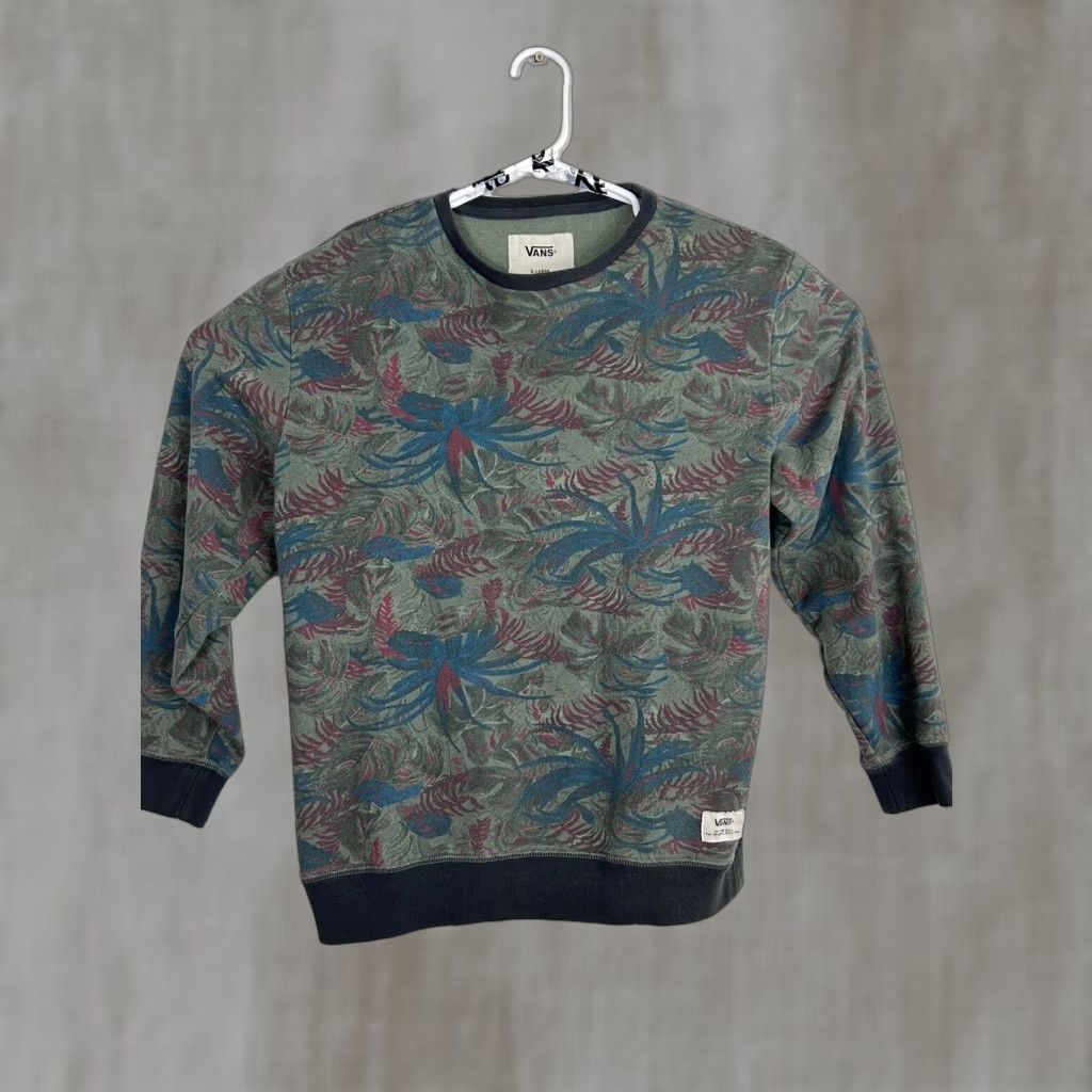 Vans VANS Womens XL Pullover Crewneck Sweater Green Long Sleeve with Leafs Size XL / US 12-14 / IT 48-50 - 1 Thumbnail