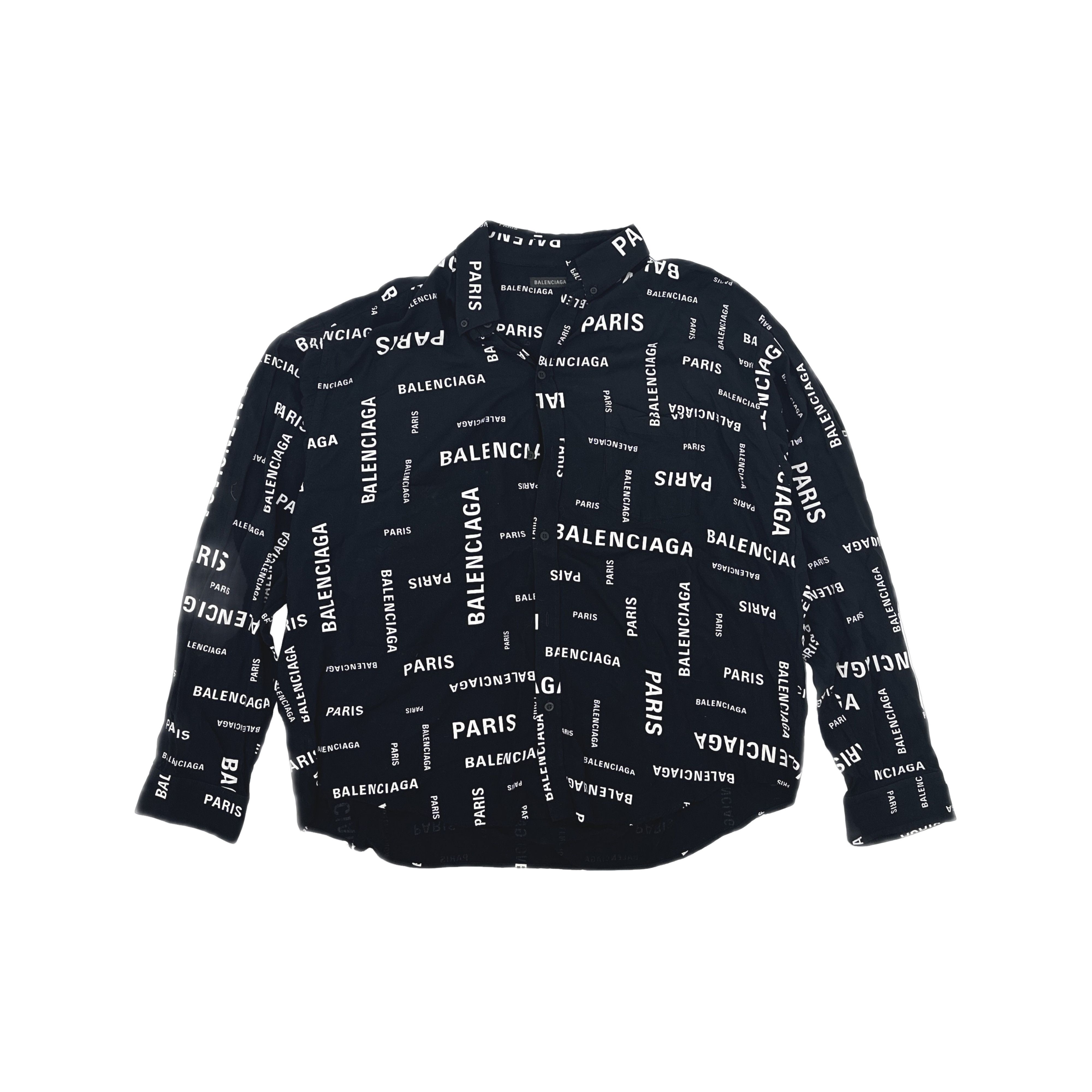 Balenciaga Balenciaga All-over Logo Button Up Shirt Size 39 Size US M / EU 48-50 / 2 - 1 Thumbnail
