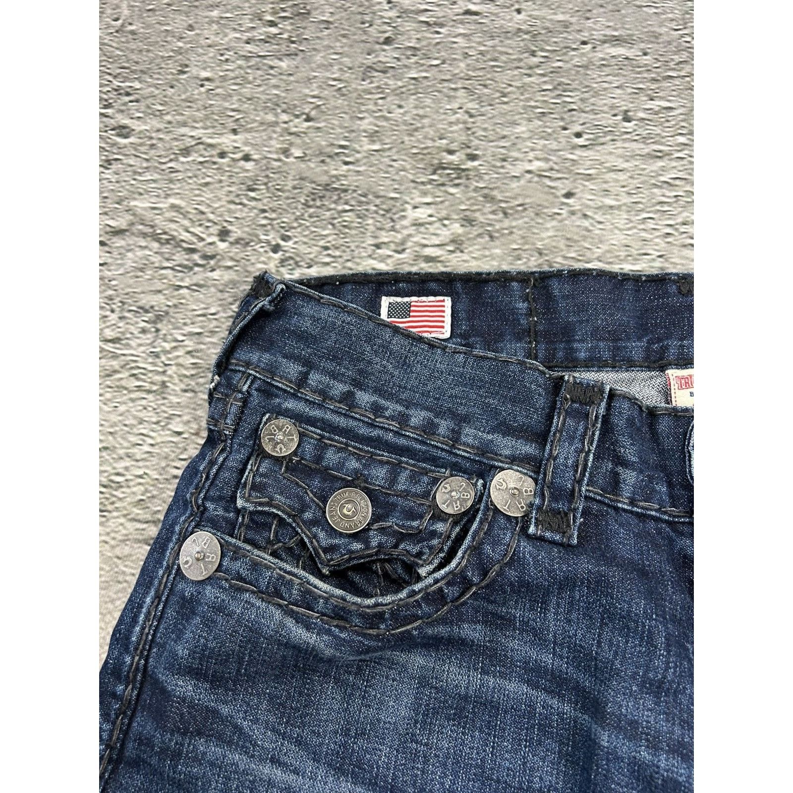 True Religion × Vintage True Religion navy jeans black thick stitching Jack Big QT Size US 32 / EU 48 - 9 Thumbnail