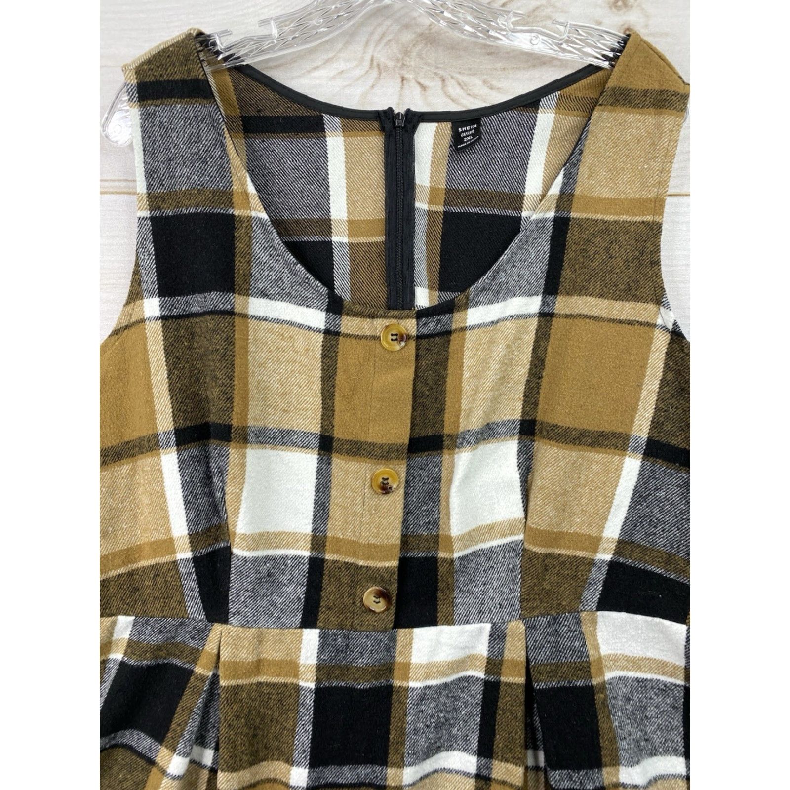 Shein SHEIN Curve Shirt Dress 2XL Black Brown Plaid Retro Mod Style Flannel Soft Size XL / US 12-14 / IT 48-50 - 2 Thumbnail