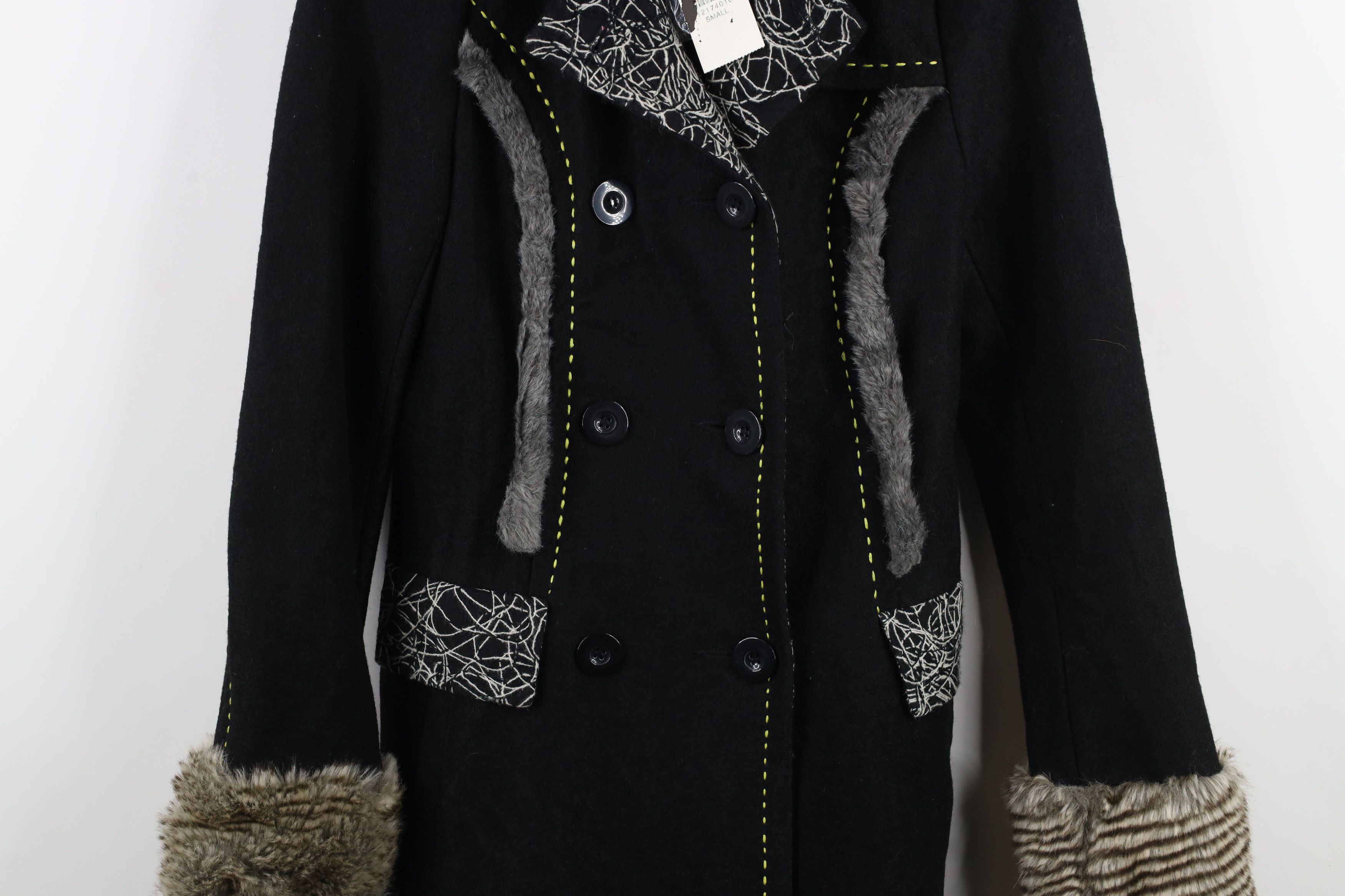 Vintage New Buckle BKE Trim Wool Pennylane Peacoat Jacket Black Size S / US 4 / IT 40 - 3 Thumbnail