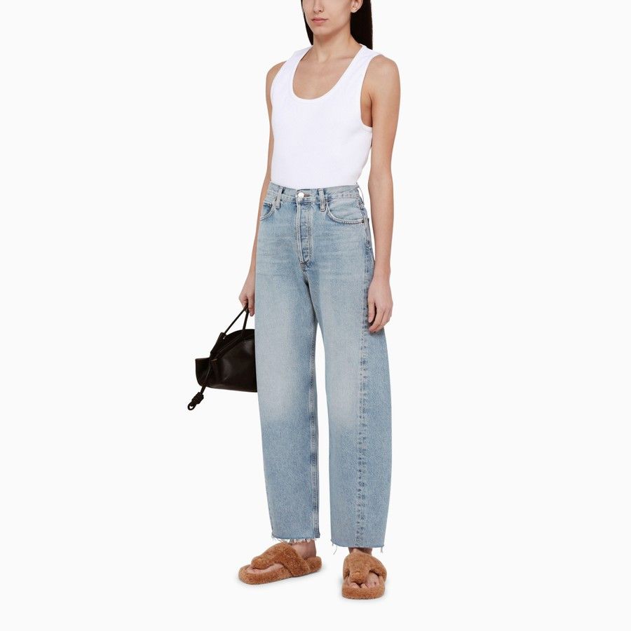 Agolde o1d2blof0724 Balloon Denim Jeans in Light Blue Size 29" - 2 Thumbnail