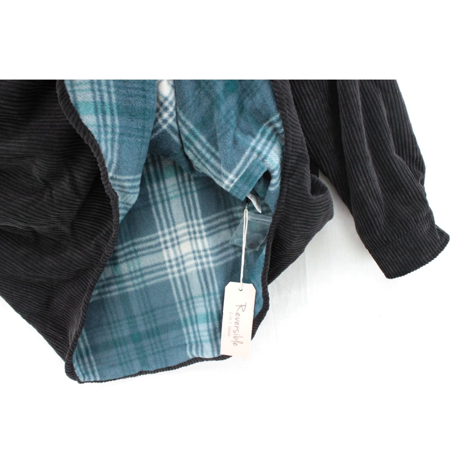 Vintage Love Tree NWT Jacket Womens XL Blue corduroy plaid shacket reversible Size XL / US 12-14 / IT 48-50 - 3 Thumbnail