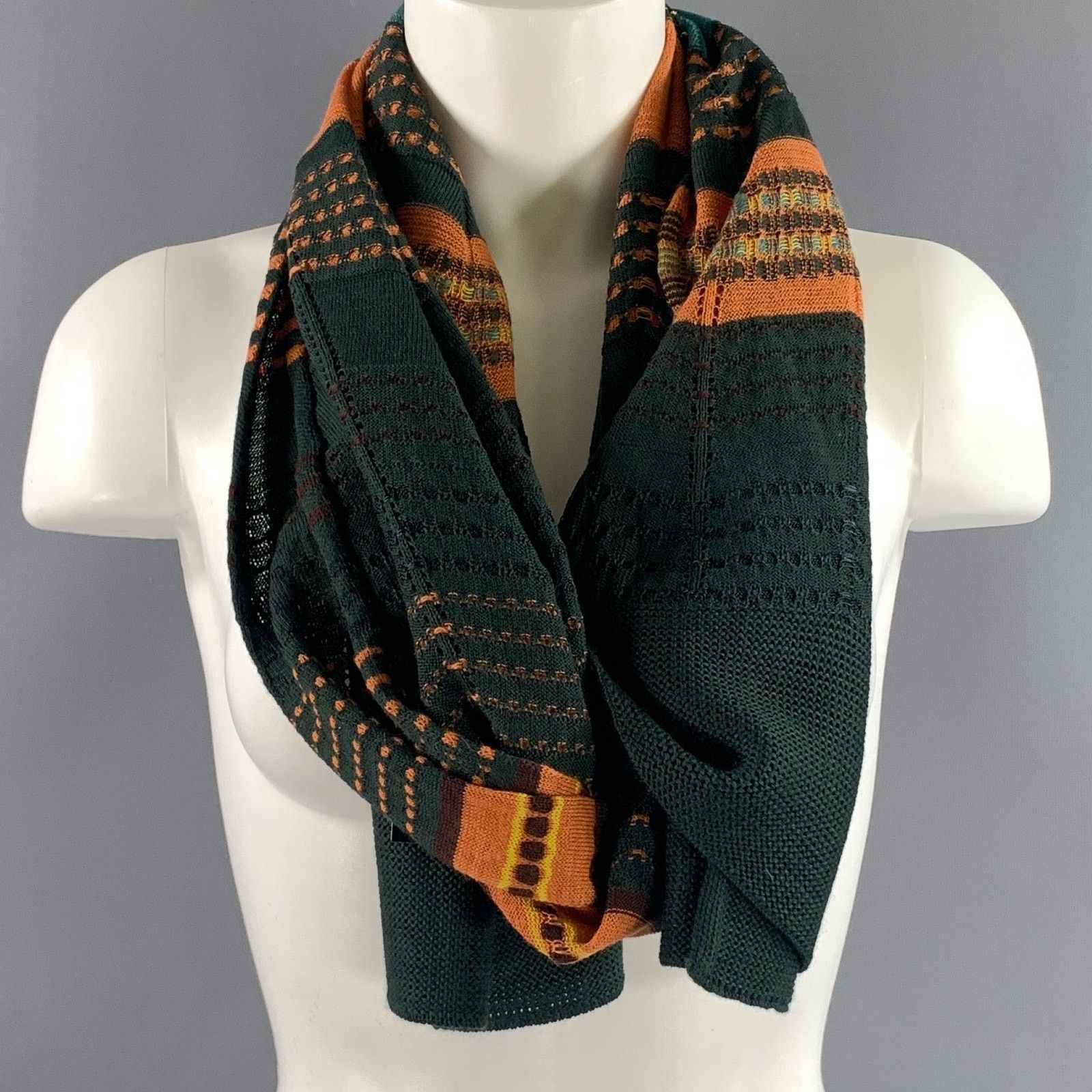 Other M MISSONI Green Orange & Yellow Mixed Pattern Scarves Size ONE SIZE - 1 Thumbnail