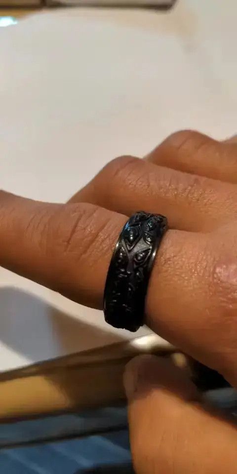 Other Carved Eyes Ring Stainless Steel Vintage Punk Finger Jewelry Size ONE SIZE - 3 Thumbnail