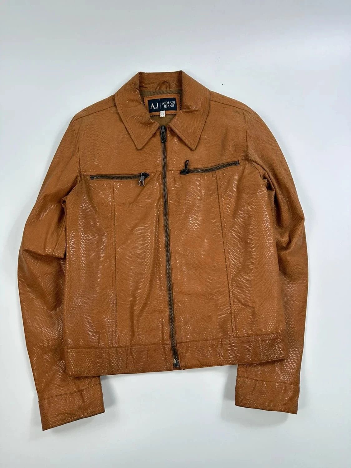 Armani Armani 00's Croco brown leather Jacket Size US M / EU 48-50 / 2 - 1 Thumbnail