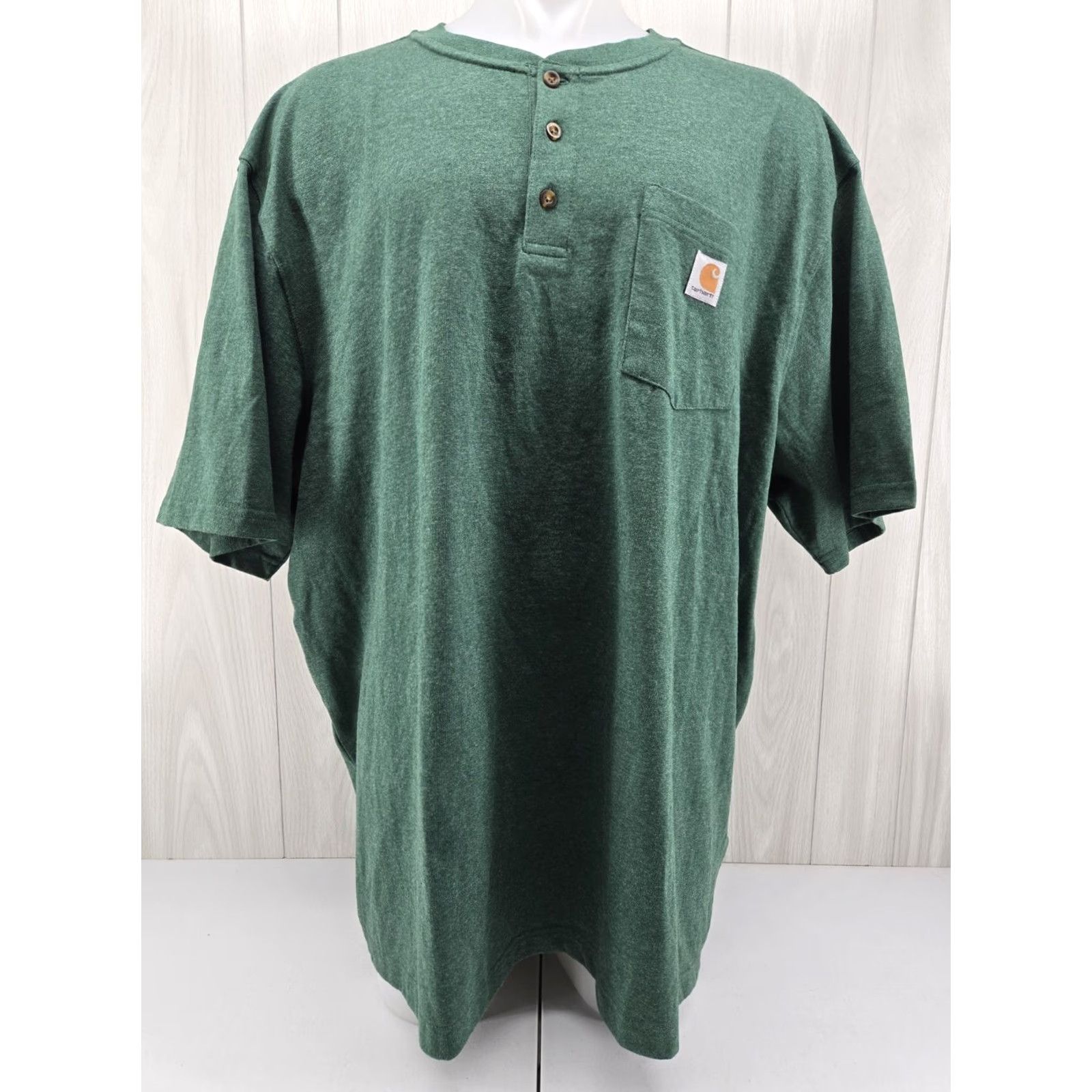 Carhartt VINTAGE Carhartt Heavyweight Pocket Henley Green T Shirt Mens 3XL K84 G55 3 Button Size US XXL / EU 58 / 5 - 2 Thumbnail