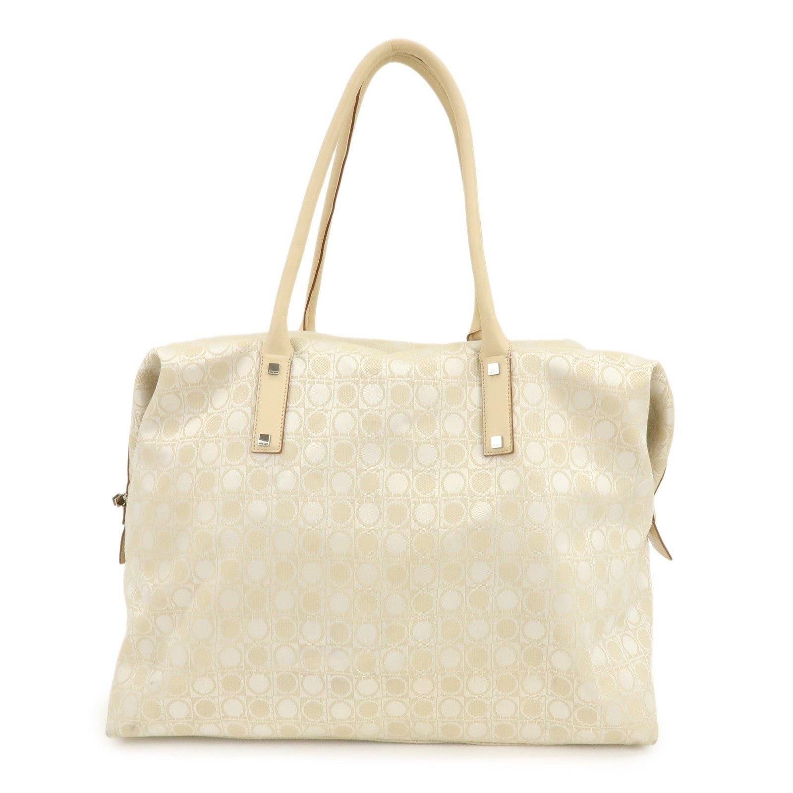Salvatore Ferragamo Ferragamo Gancini Canvas Tote Beige Size ONE SIZE - 1 Thumbnail