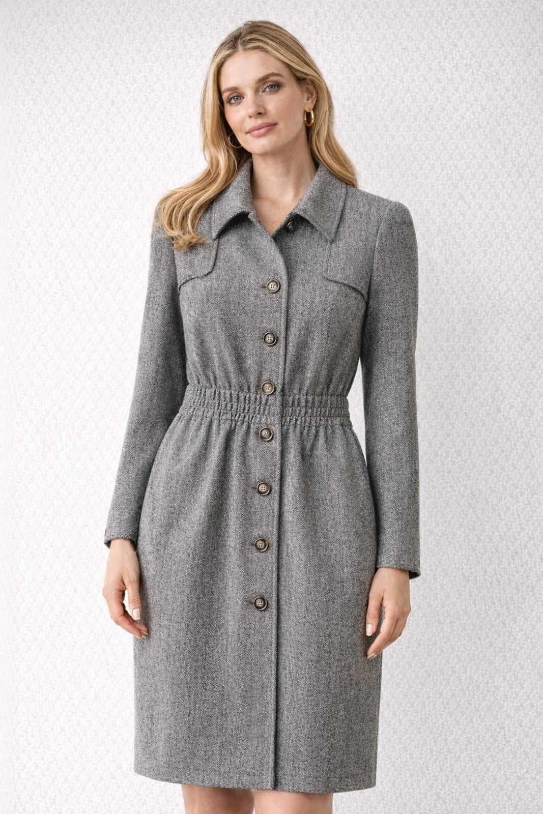Valentino Valentino Boutique Herringbone Wool Dress Italy VTG Size S / US 4 / IT 40 - 1 Thumbnail