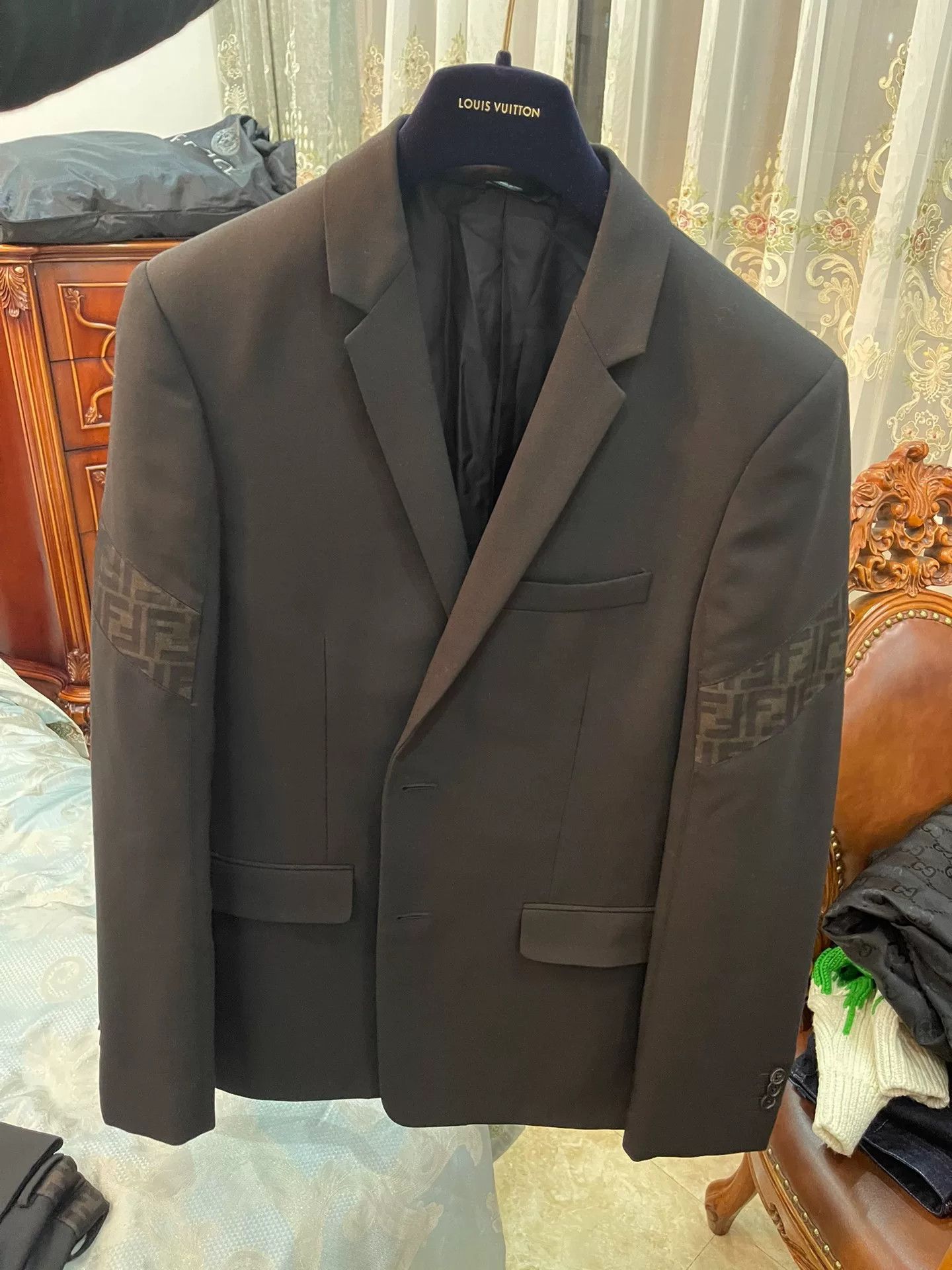 fendi classic black suit with iconic print