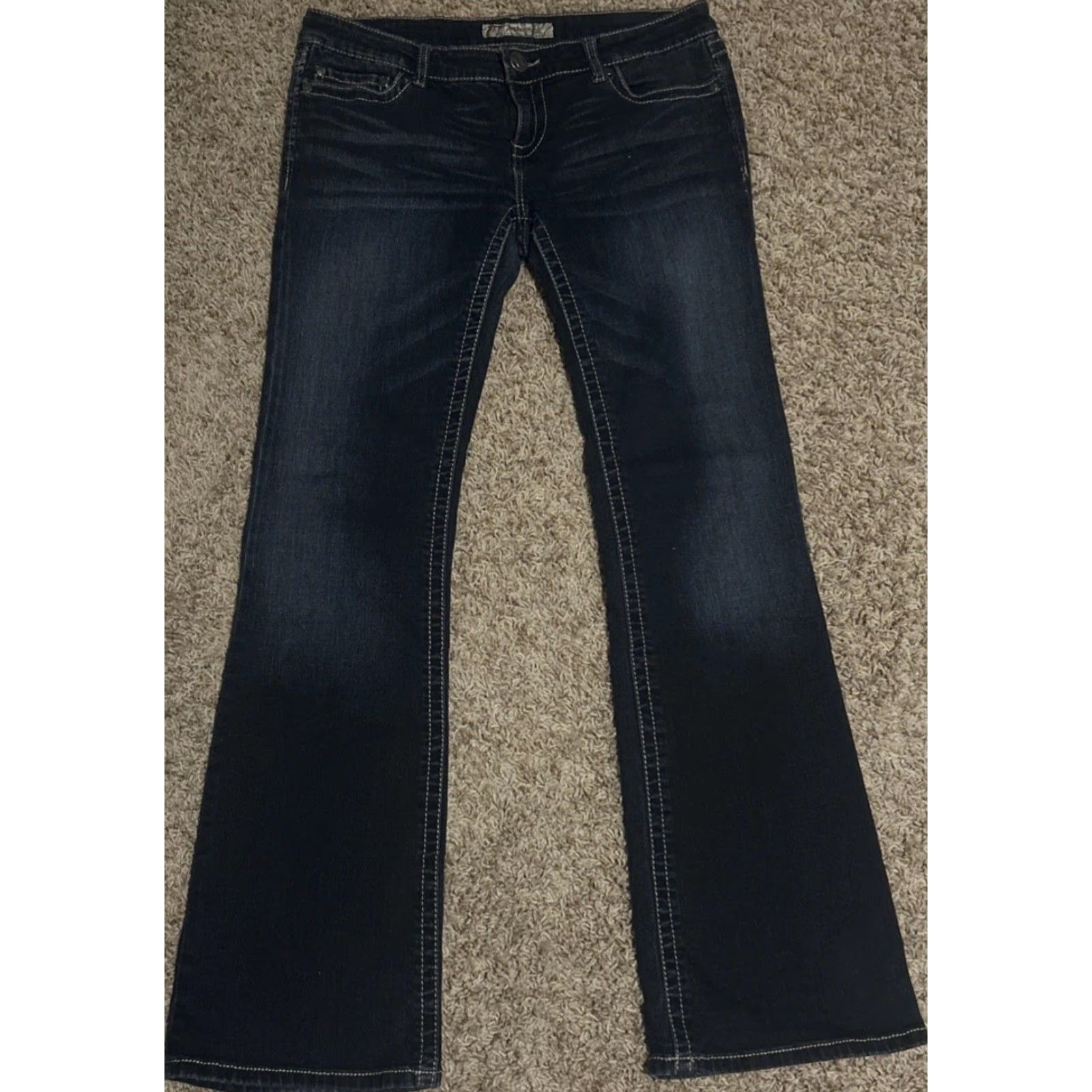 BKE BKE Madison Stretch Jeans Womens Sz 29x33.5 Blue Thick Stitch Denim Jeans Straight Womens 32 Inseam Size 29" - 2 Thumbnail