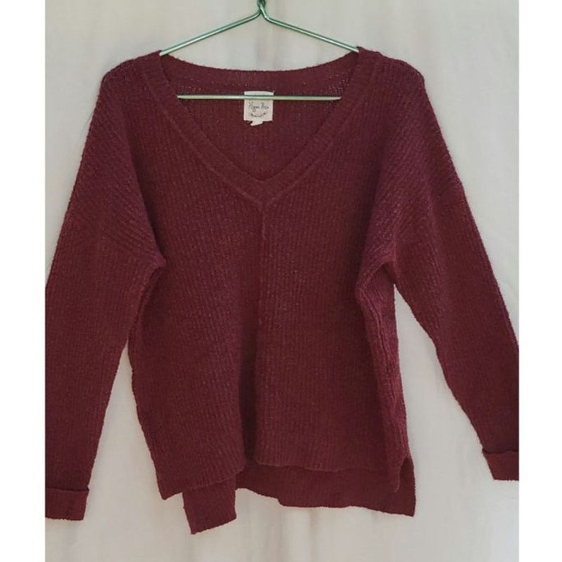 Other Hippie Rose Burgundy Cozy Knit Long Sleeve V-Neck Sweater M Size M / US 6-8 / IT 42-44 - 1 Thumbnail