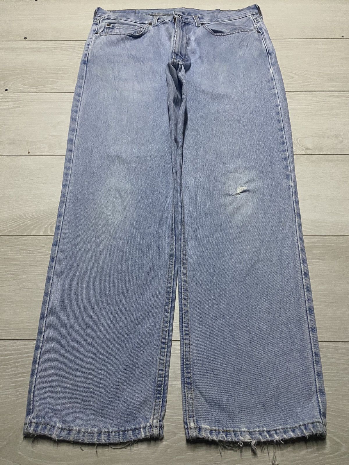 Levi's Vintage Levis 550 Y2K Light Wash Distressed Loose Jeans Size US 35 - 1 Thumbnail