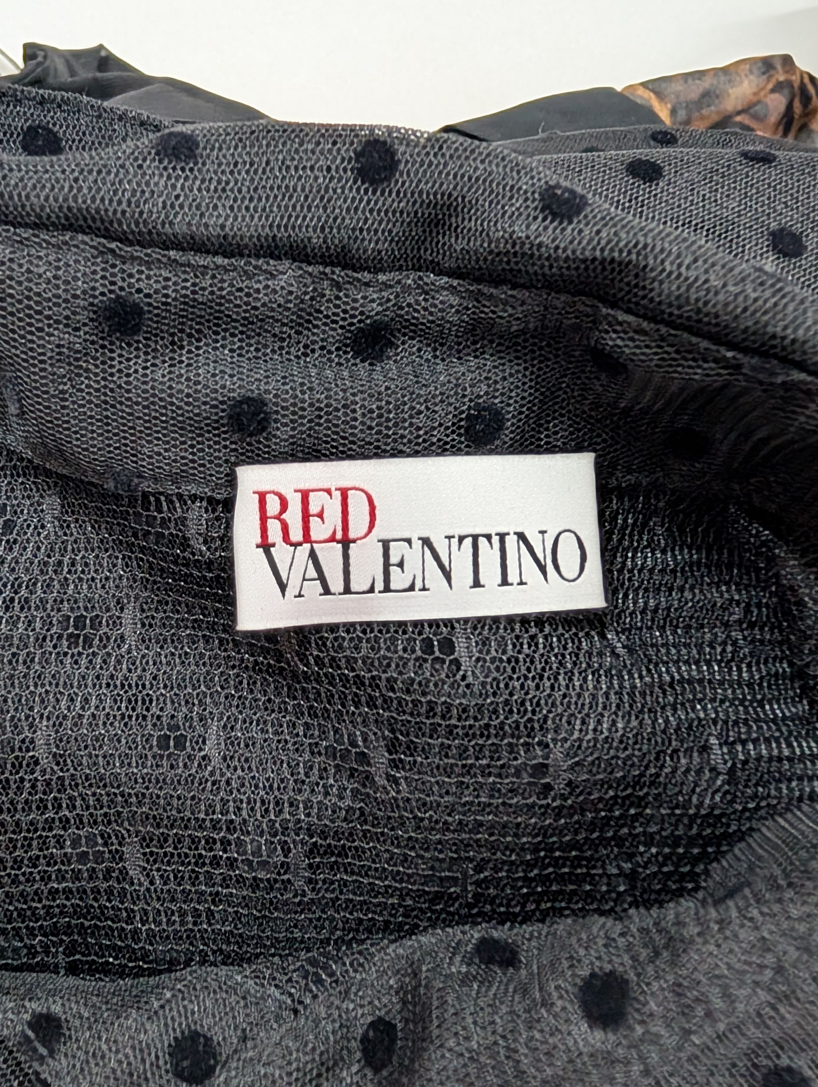 RED Valentino Black One-Piece Polka Dots Meshed Dress With Underlaying Size XS / US 0-2 / IT 36-38 - 4 Thumbnail