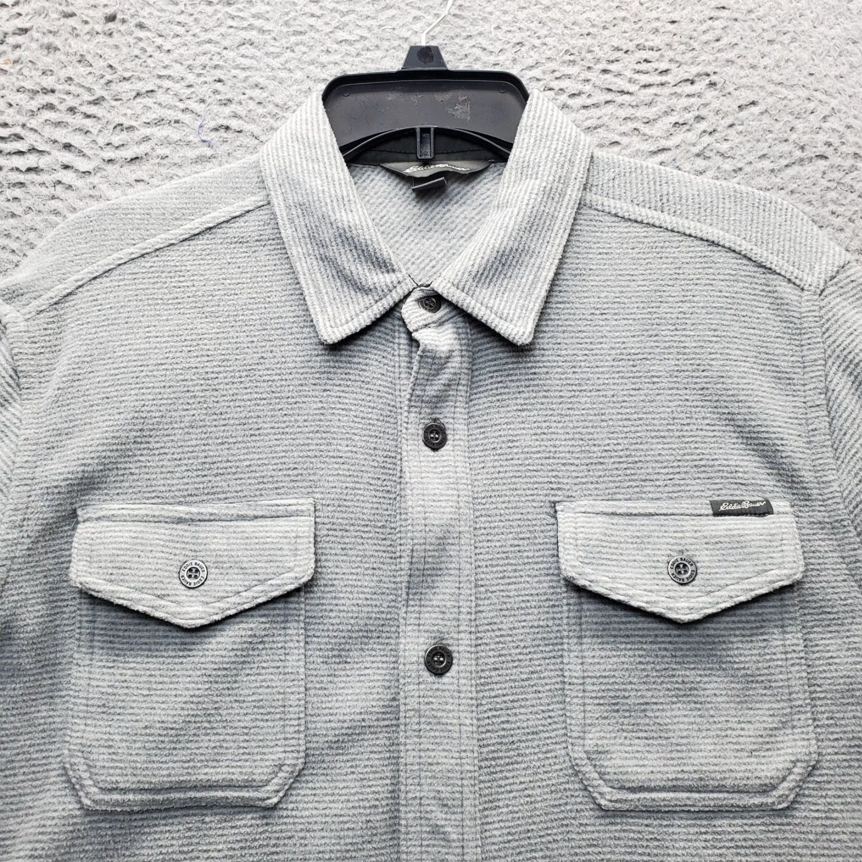 Eddie Bauer Eddie Bauer Mens Shirt Jacket Gray Formal Long Sleeve Collar Front Button Size 40R - 7 Thumbnail