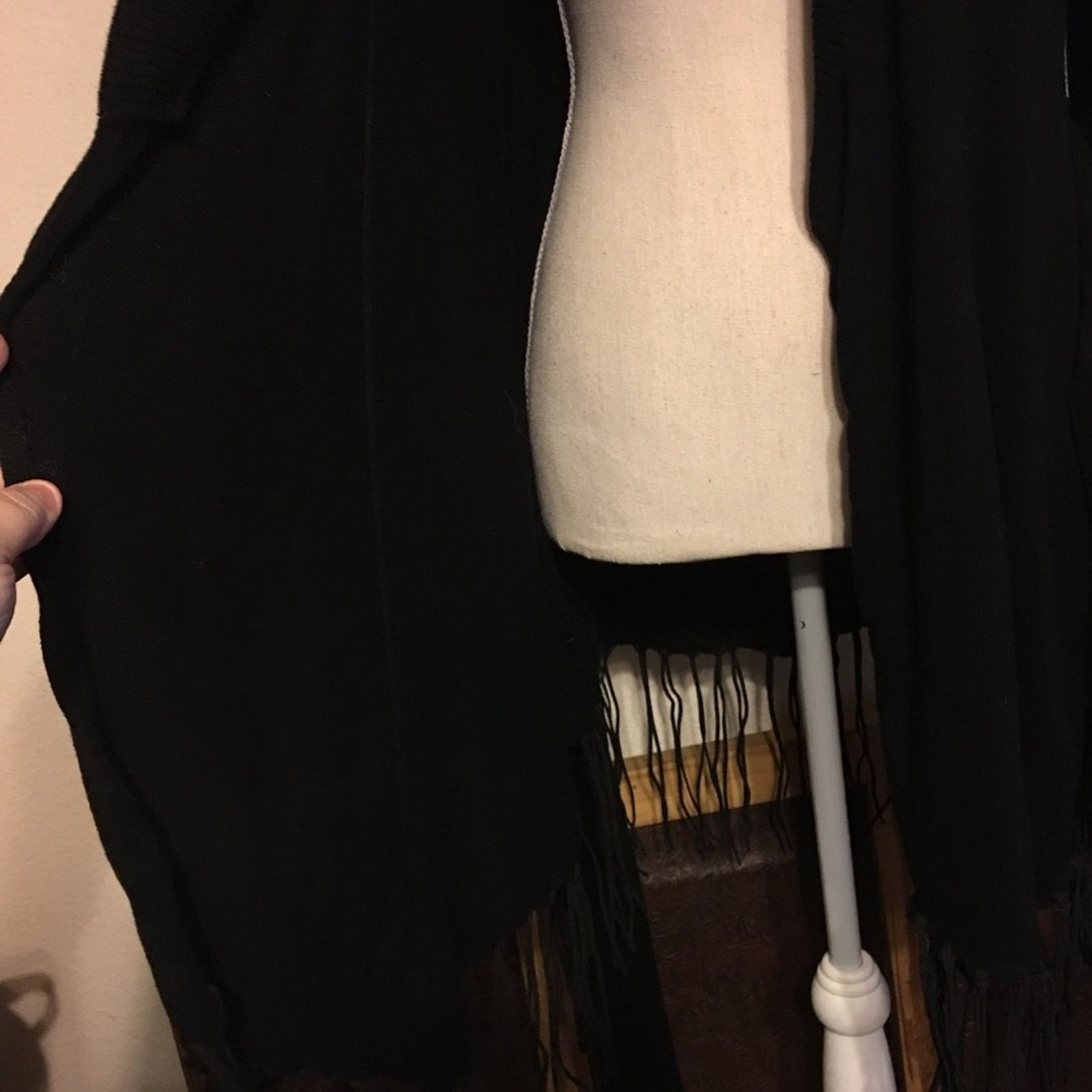 Other RXB black belted long jacket with fringe hem Size L / US 10 / IT 46 - 6 Thumbnail