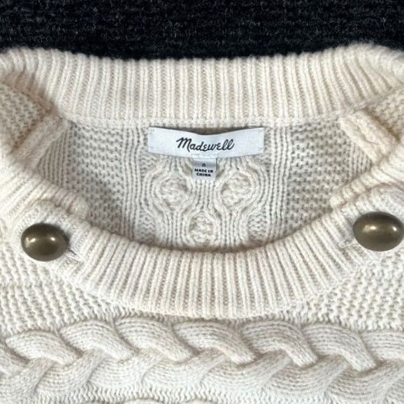 Madewell Madewell Cream Cable Knit Button Shoulder Sweater Womens S Size S / US 4 / IT 40 - 2 Thumbnail