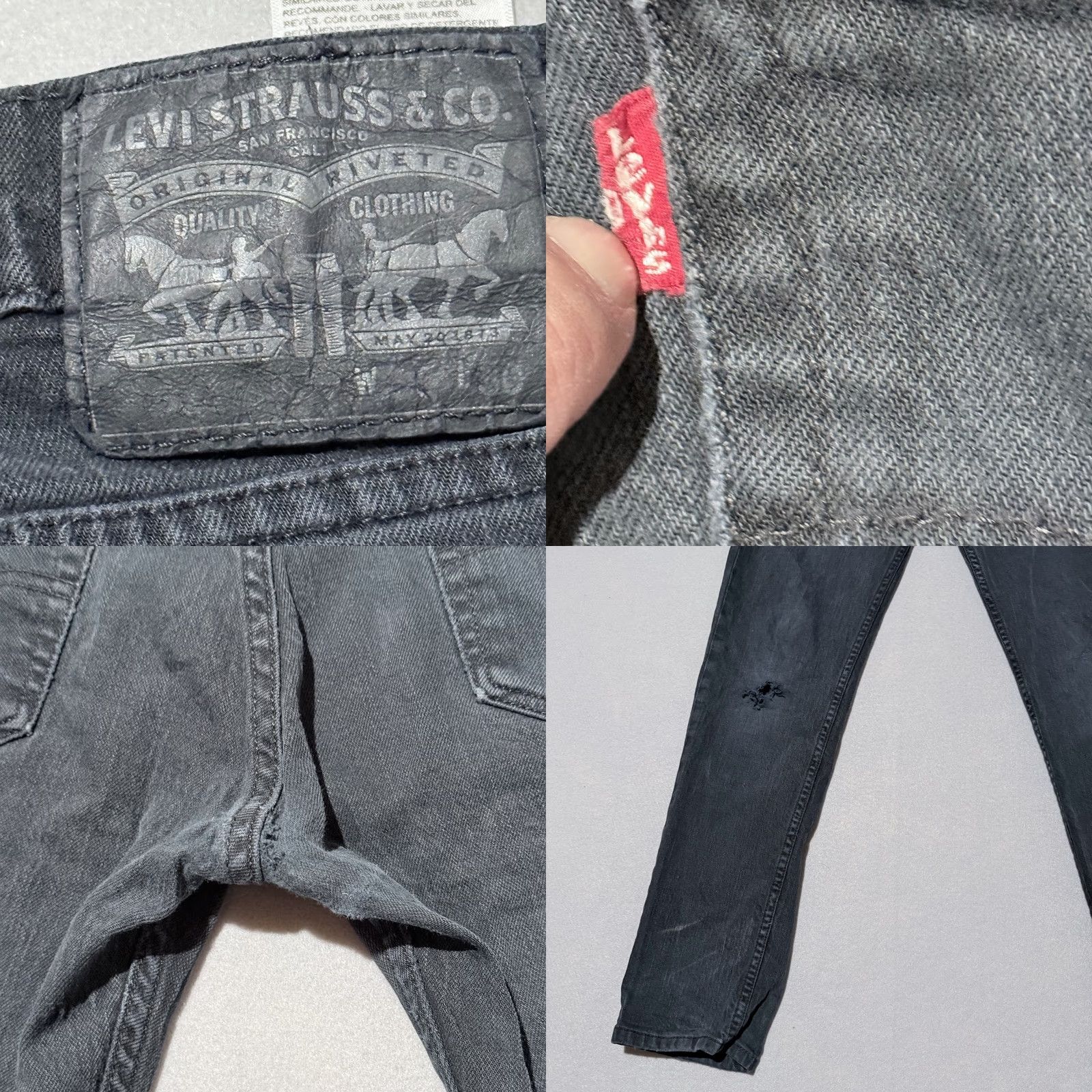Levi's Levi's Jeans Men's Black Denim Distressed Slim Fit Mid-Rise 30X30 5-Pocket City USA Classic Womens Mens Boys Girls Size US 30 / EU 46 - 8 Thumbnail