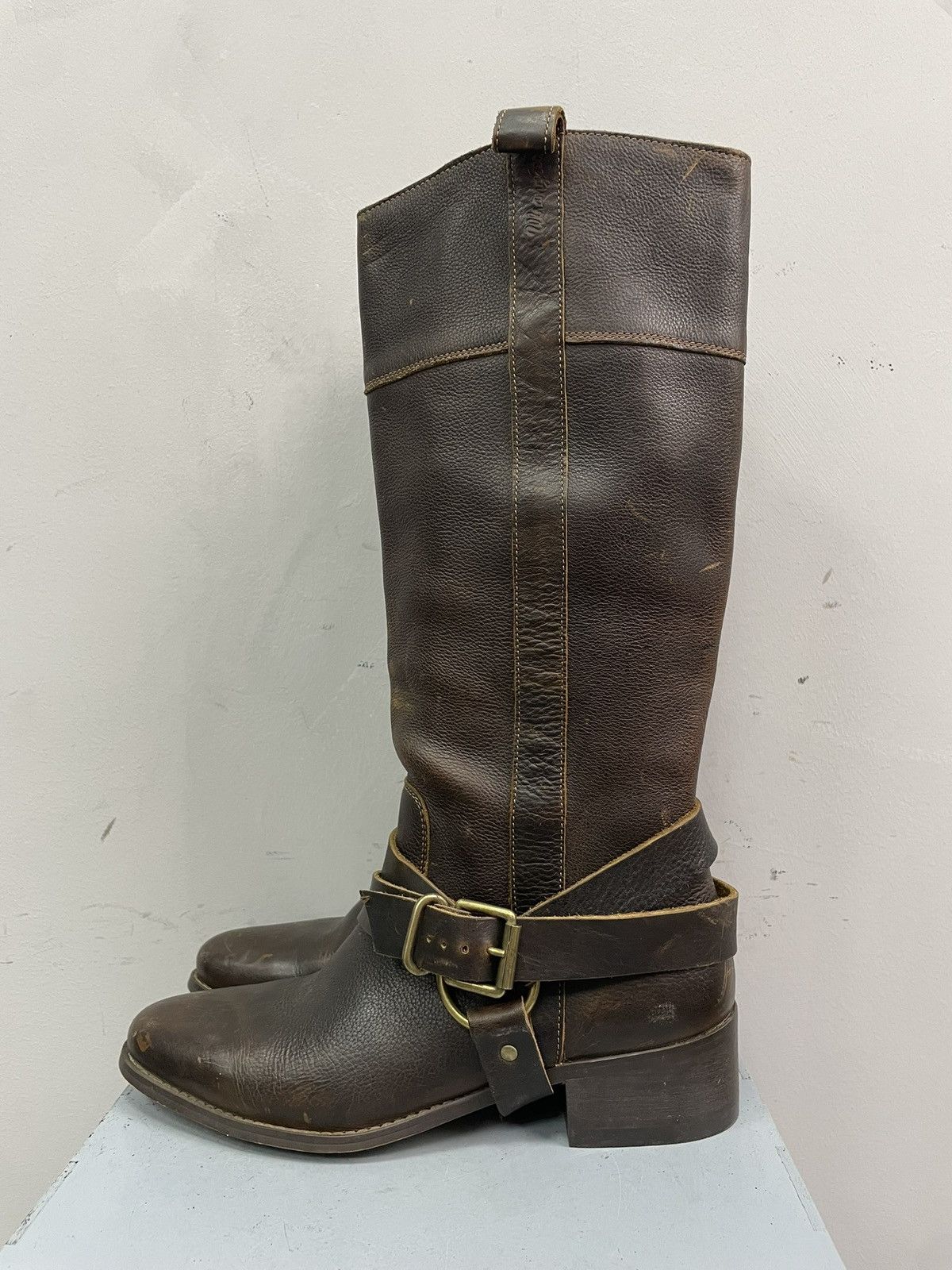 Wrangler Guidi style Tall wrangler Leather Biker Boots Western 90s Size US 7.5 / EU 40-41 - 3 Thumbnail