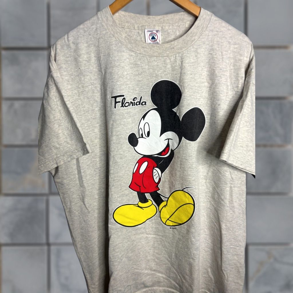 Delta Vintage Disney Mickey Mouse Florida T-Shirt Mens XL Gray Crew Neck 100% Cotton Logo Graphic Florida Mickey Mouse Pattern 2010s Mens Size US XL / EU 56 / 4 - 1 Thumbnail