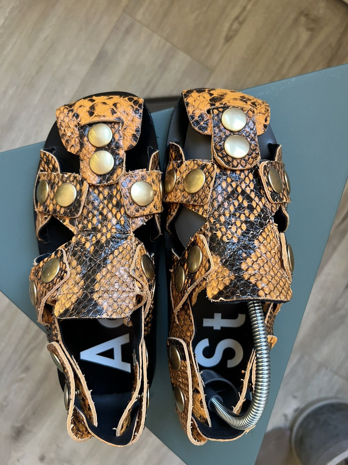 Acne Studios Acne studios Oline Snap-detailed snake-effect leather sandal Size US 6 / IT 36 - 2 Thumbnail