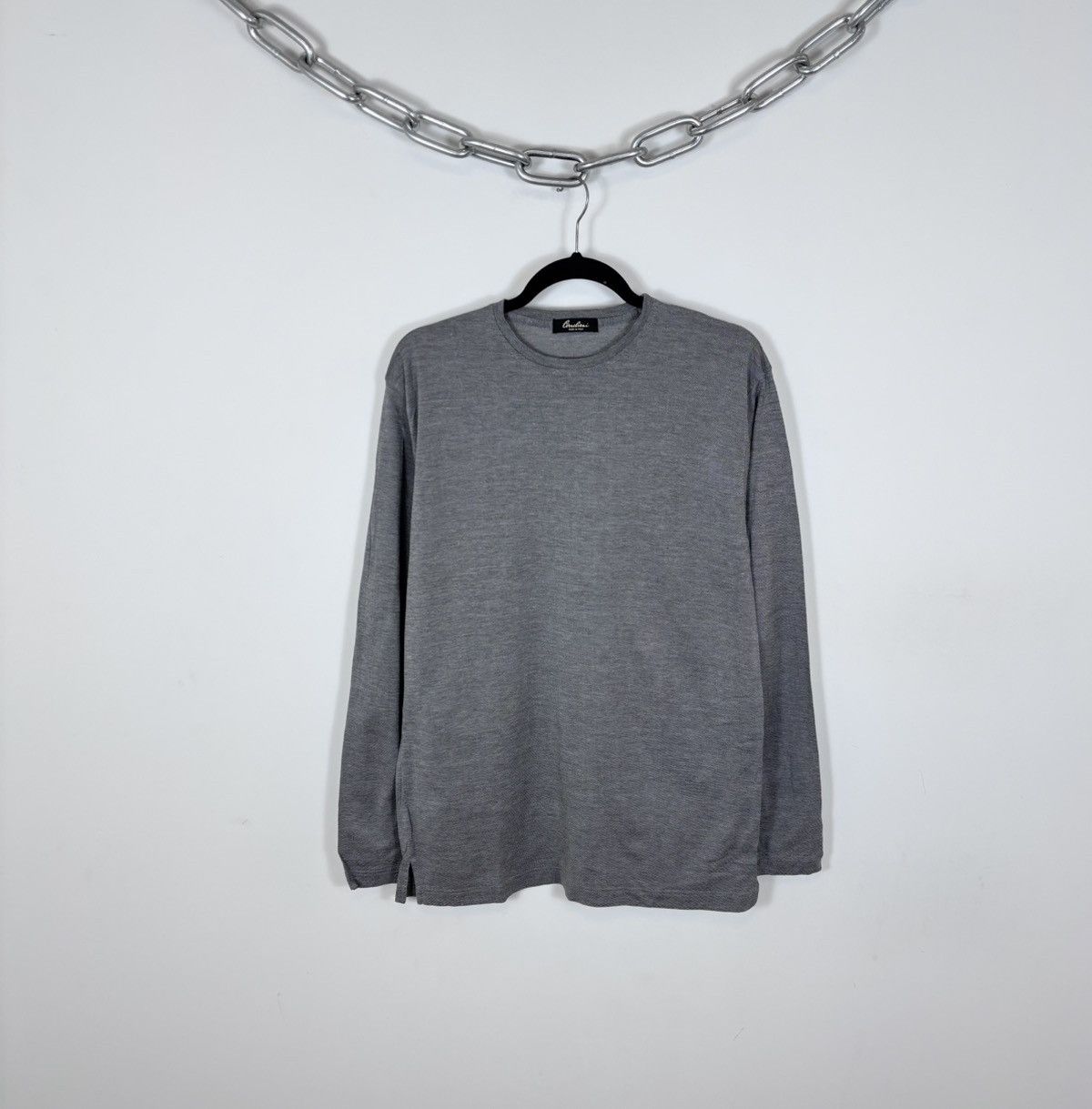 Corneliani Corneliani Men’s Pique Texture Gray Luxury Long Sleeve Tee Size US L / EU 52-54 / 3 - 1 Thumbnail