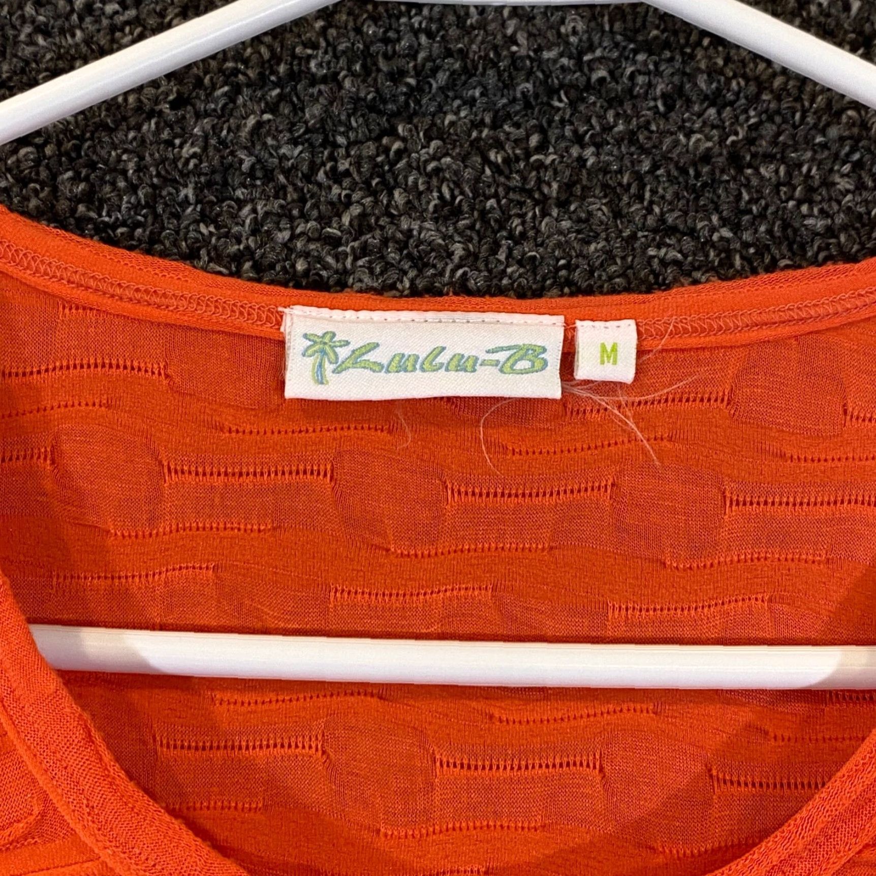 Vintage Lulu-B Shirt Womens Medium Orange Blouse Knit 3/4 Sleeve Textured Stretch Top Size M / US 6-8 / IT 42-44 - 2 Thumbnail
