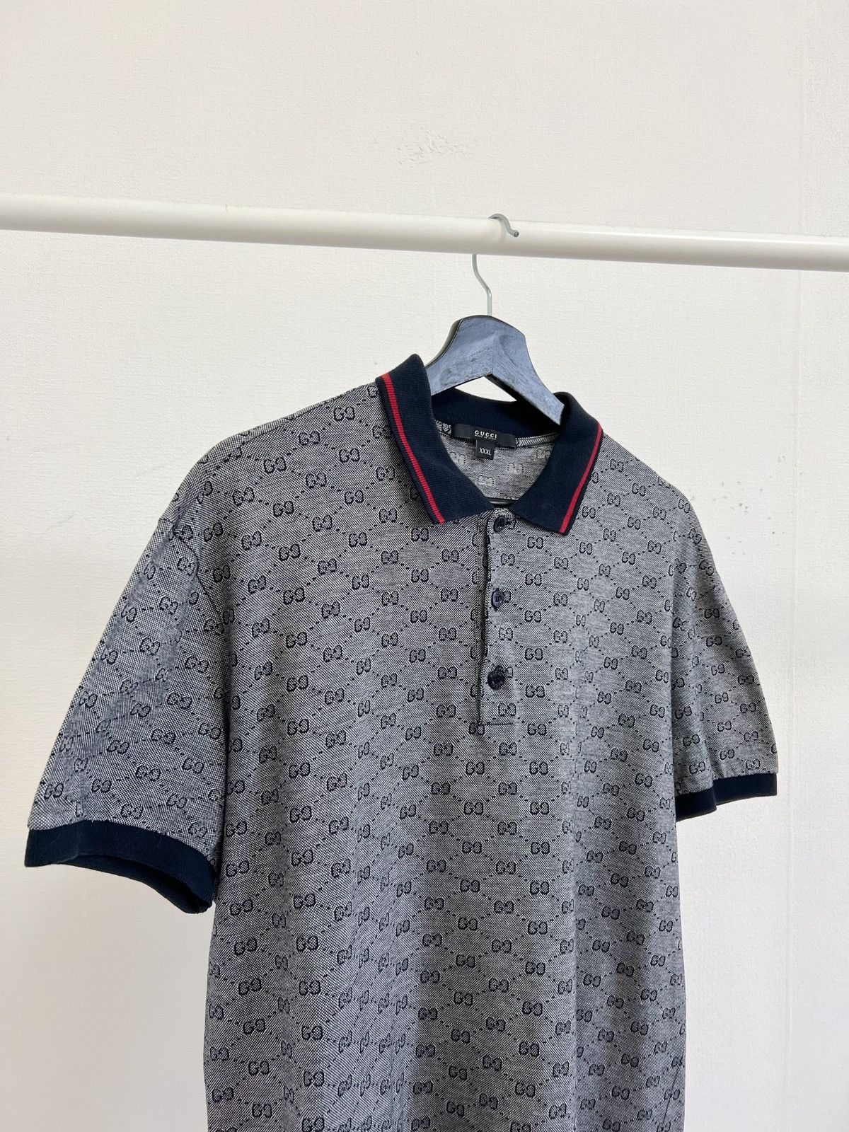 image of Gucci Monogram Polo in Navy, Men's (Size XL)