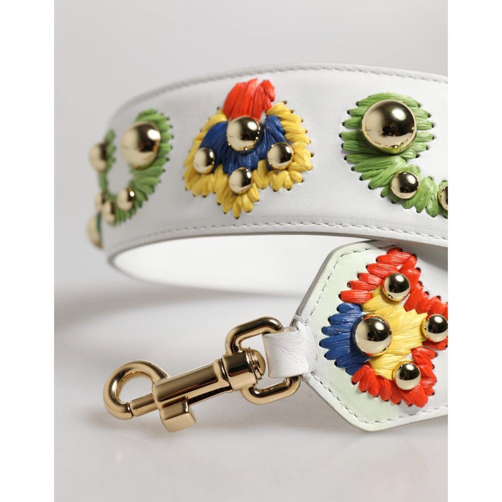 Dolce & Gabbana Dolce & Gabbana White Calfskin Raffia Embroidered Patchwork Size ONE SIZE - 3 Thumbnail