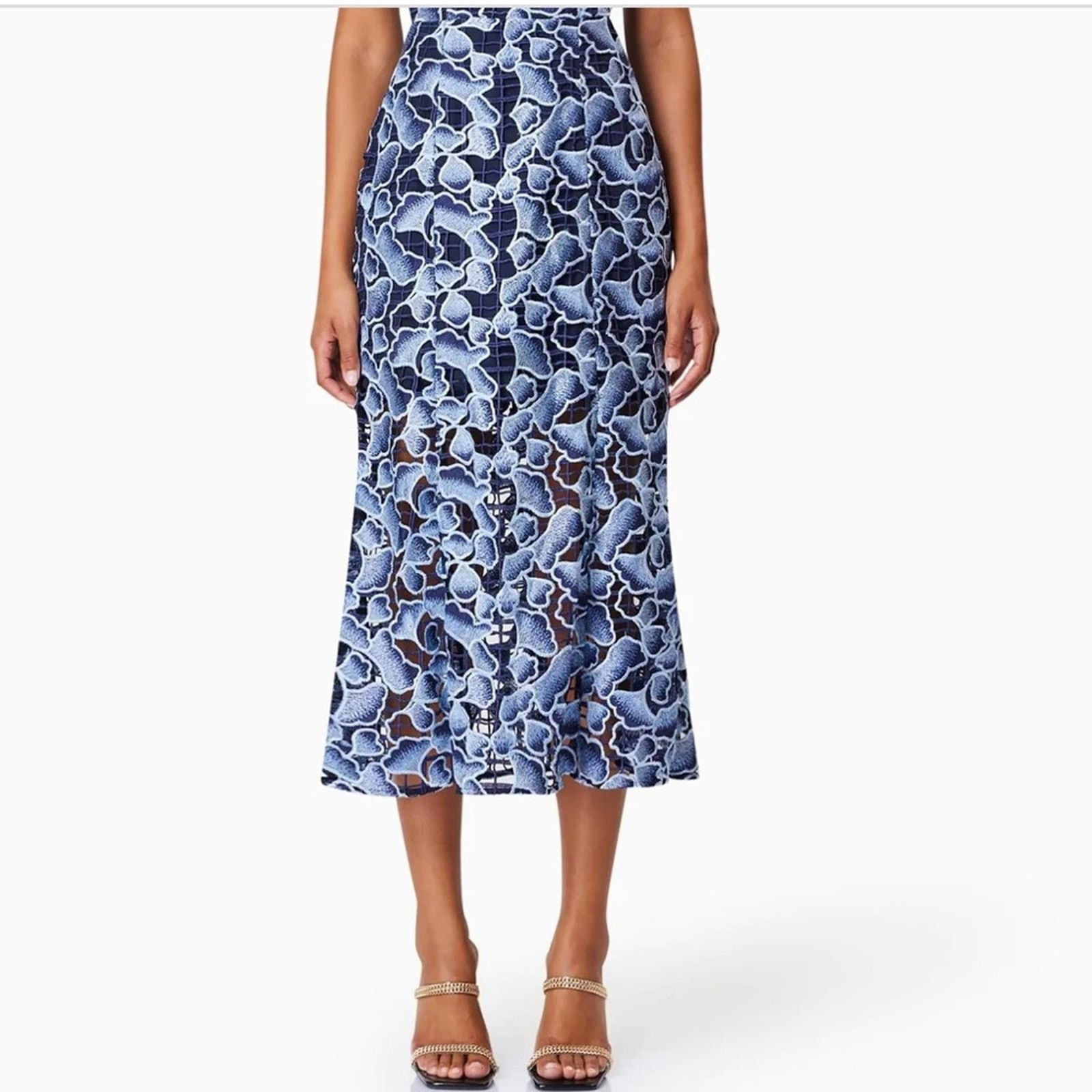 ELLIATT NWT Elliatt $300 Blue Floral Midi Skirt Size S Size 27" / US 4 / IT 40 - 1 Thumbnail