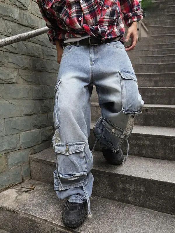 Jean Haruno x Hori Washed 90s Cargo Ripped Distressed Jeans Size US 32 / EU 48 - 6 Thumbnail