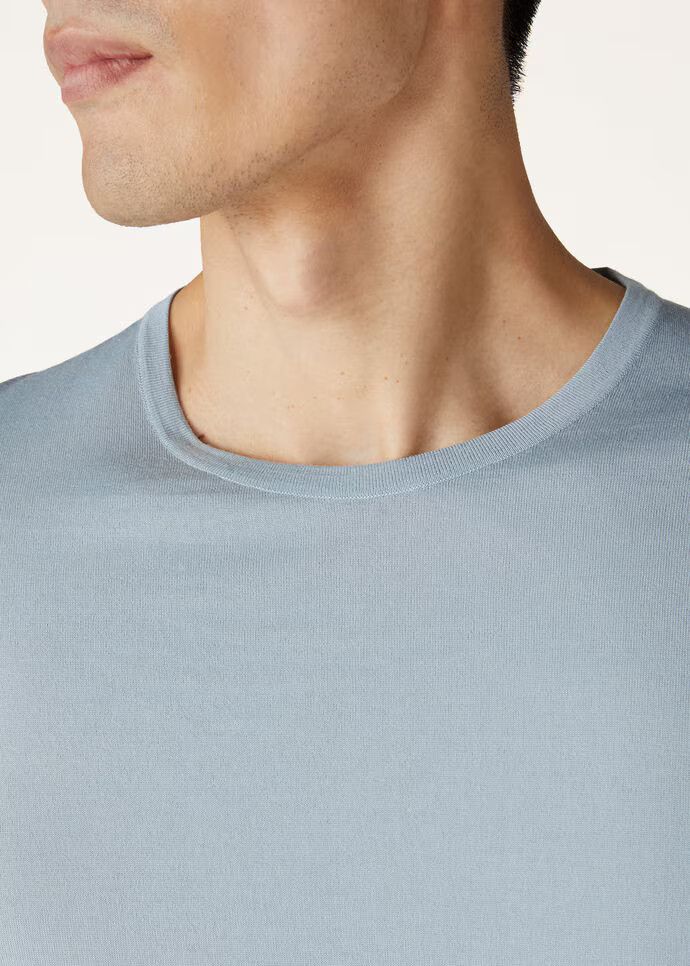Loro Piana o1w1db10724 Crewneck T-Shirt in Light Blue Size US XL / EU 56 / 4 - 5 Thumbnail