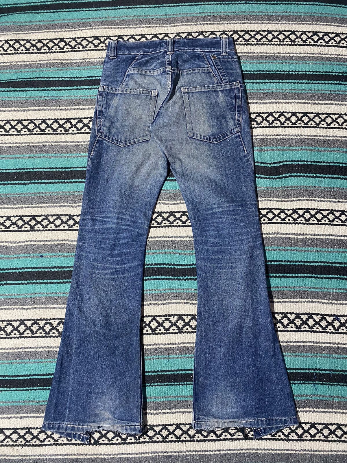 If Six Was Nine 2000s Johnbull Kojima Japan - Lace Up Spiral Cut Denim Pants Size US 31 - 11 Thumbnail