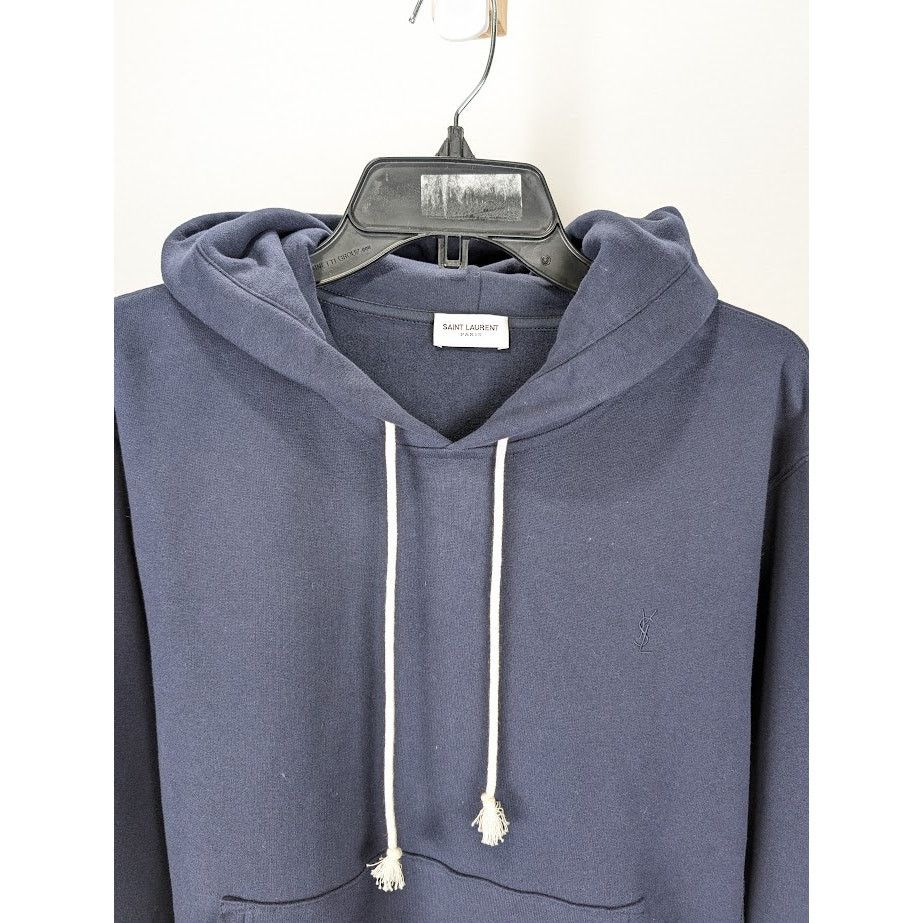 Saint Laurent Paris o1rshd1 Molleton Doux Gots Hoodie In Marine Size US M / EU 48-50 / 2 - 3 Thumbnail