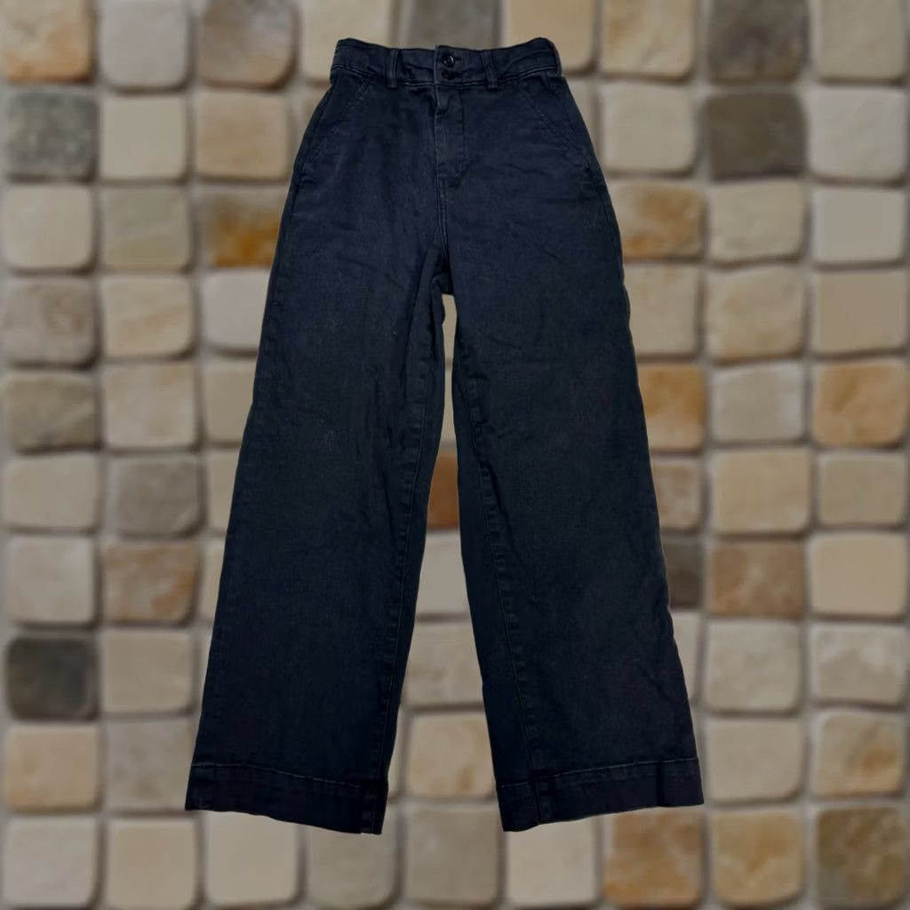 Everlane Pants Womens 0 Black Chino High Rise Wide Leg Cotton Stretch Twill, Women's (Size 25)