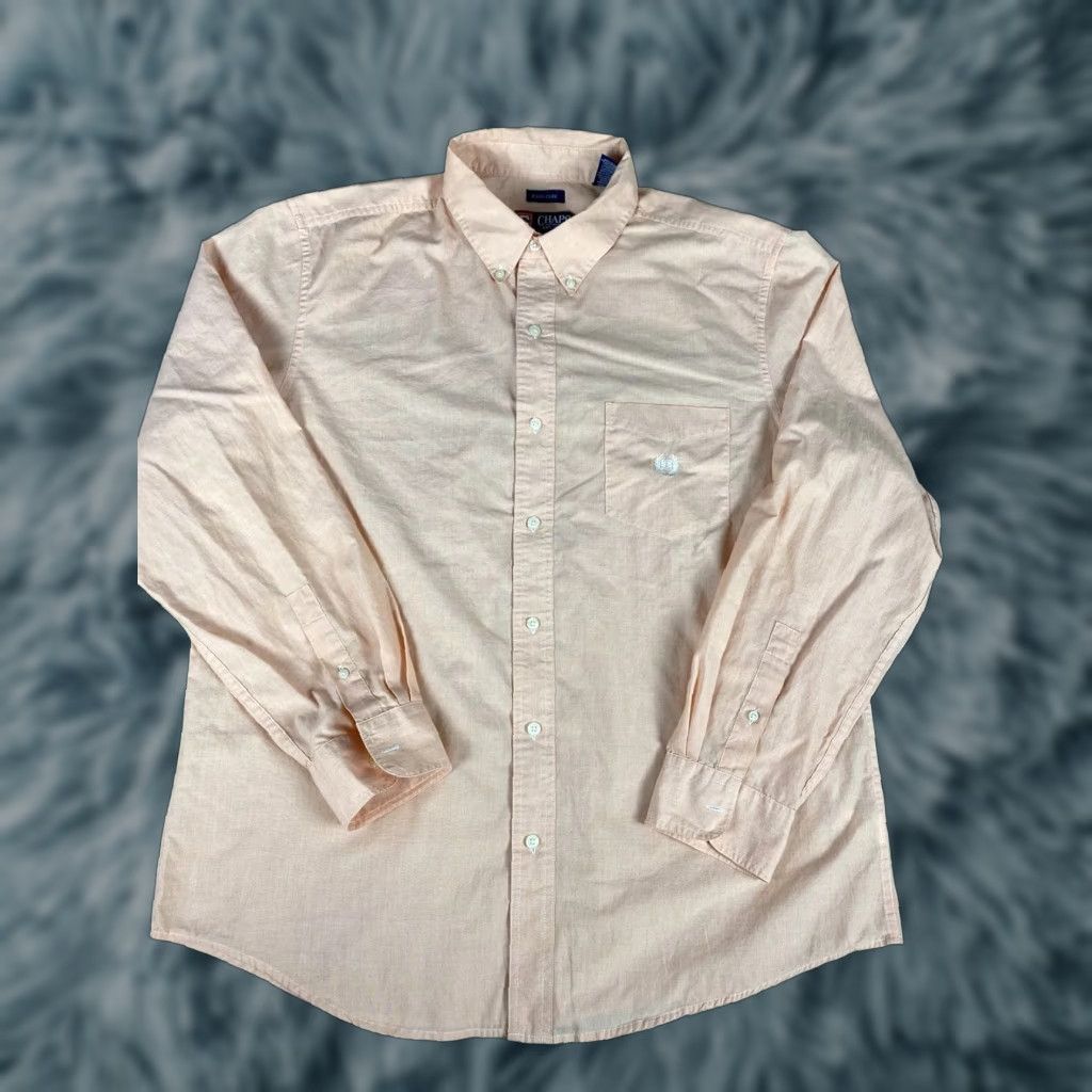 Chaps VINTAGE Chaps Ralph Lauren Button-Down Dress Shirt Easy Care XL Orange Men Size 46R - 1 Thumbnail