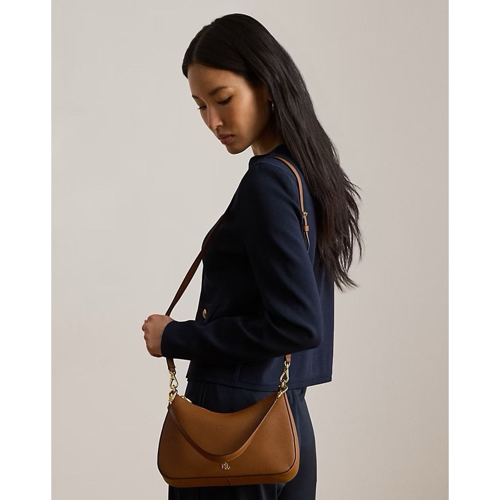 Lauren Ralph Lauren NWT Ralph Lauren Crosshatch Leather Medium Danni Bag Tan Size ONE SIZE - 8 Thumbnail