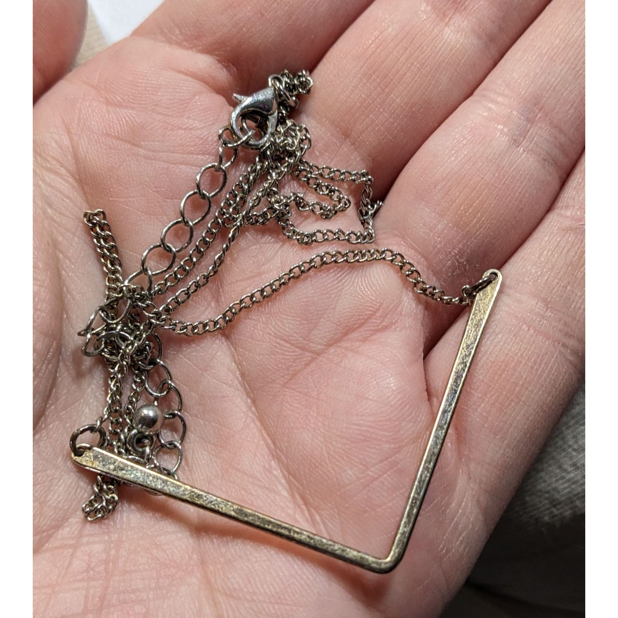 Other Minimalist Silver-Tone Chevron Pendant Necklace With Adjusta Size ONE SIZE - 4 Thumbnail
