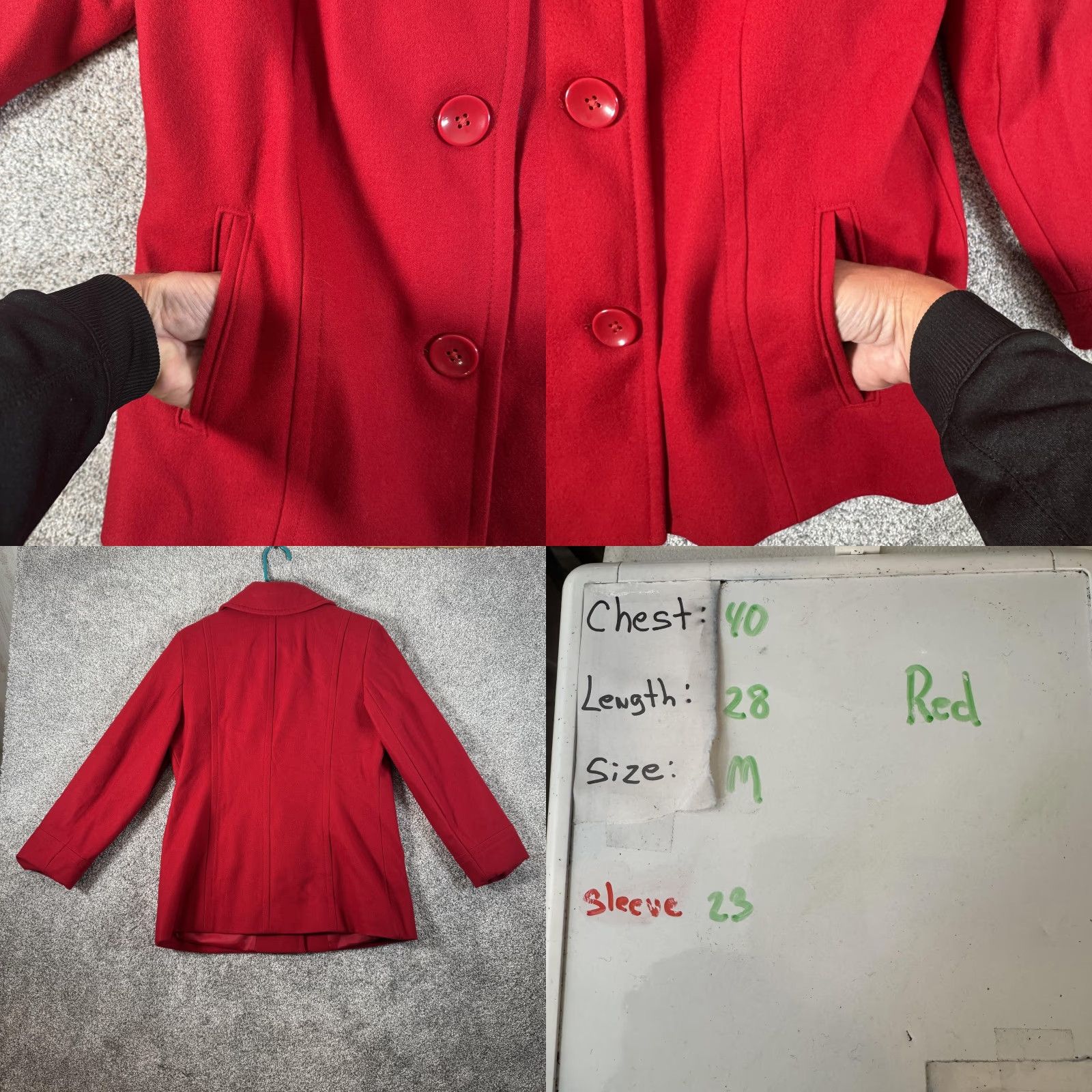 London Fog VINTAGE London Fog Coat M Wool Blend Button Front Lined Winter Jacket Red Womens Mid-Length Size M / US 6-8 / IT 42-44 - 8 Thumbnail