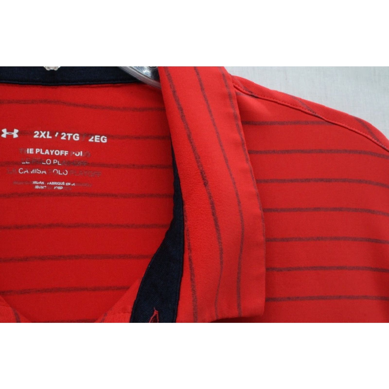 Under Armour VINTAGE Under Armour Playoff Polo Shirt Men's 2XL Orange Black Stripe Performance UPF Size US XXL / EU 58 / 5 - 3 Thumbnail